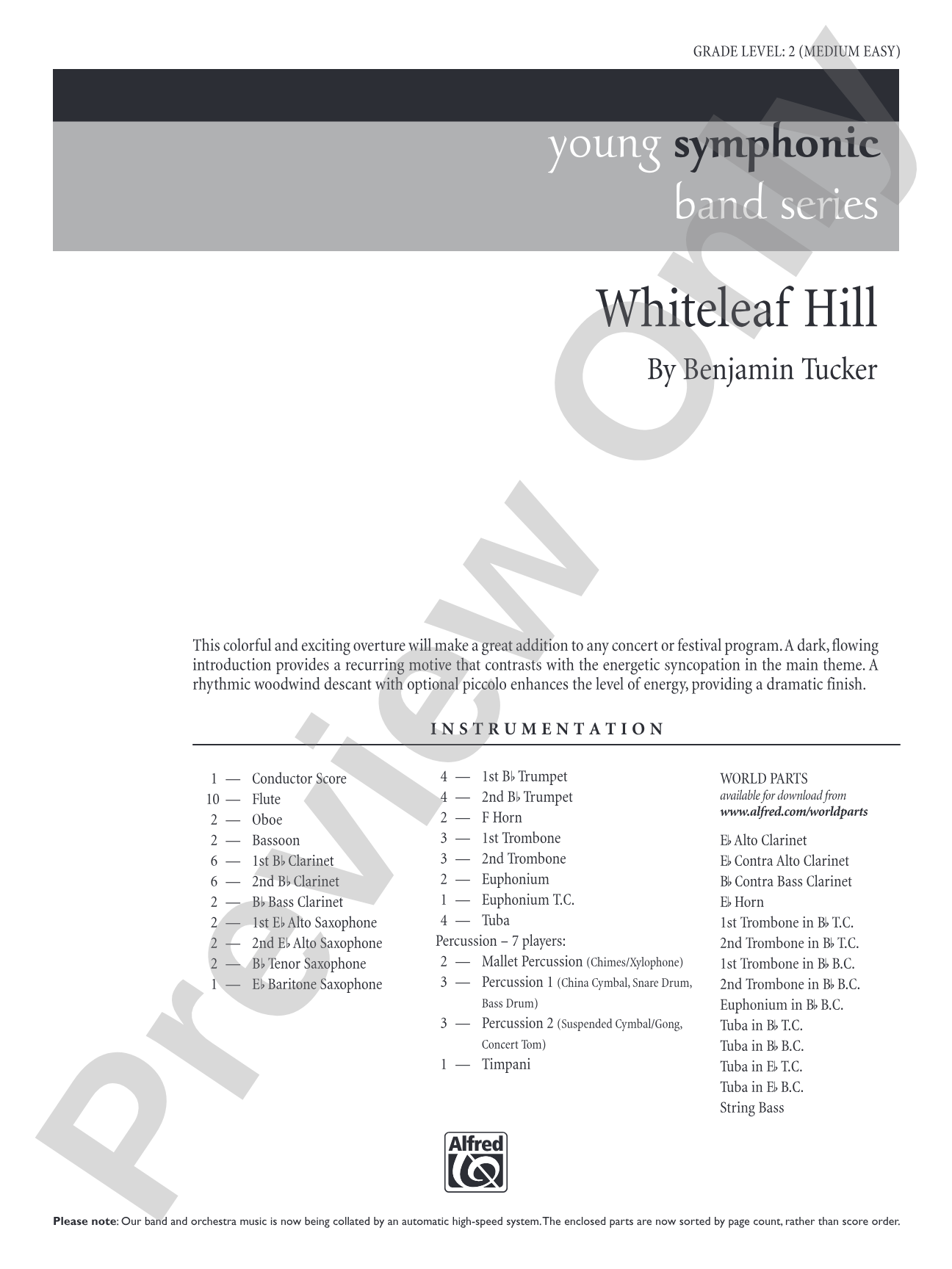 Whiteleaf Hill: Concert Band Conductor Score & Parts