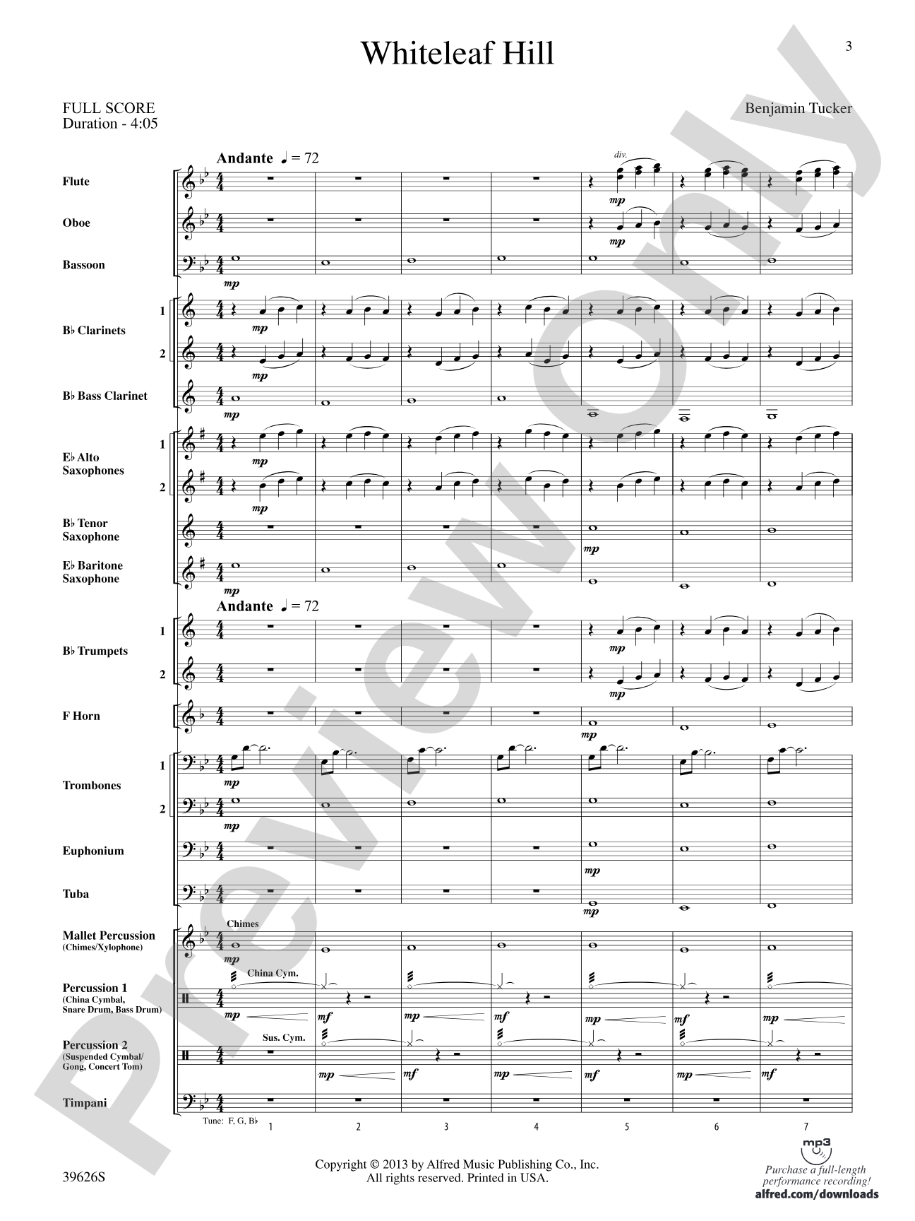 Whiteleaf Hill: Concert Band Conductor Score & Parts