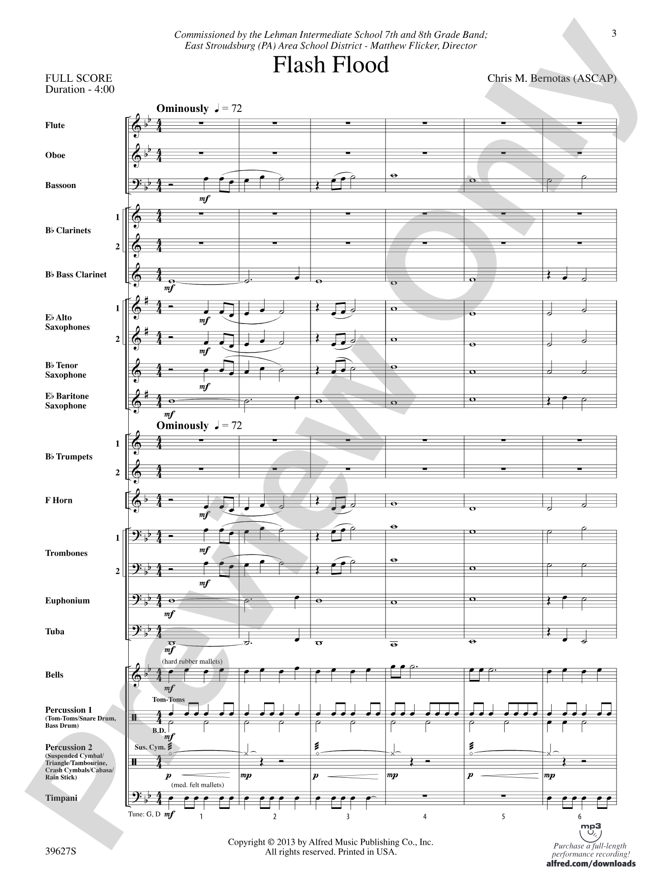 Flash Flood: Concert Band Conductor Score & Parts