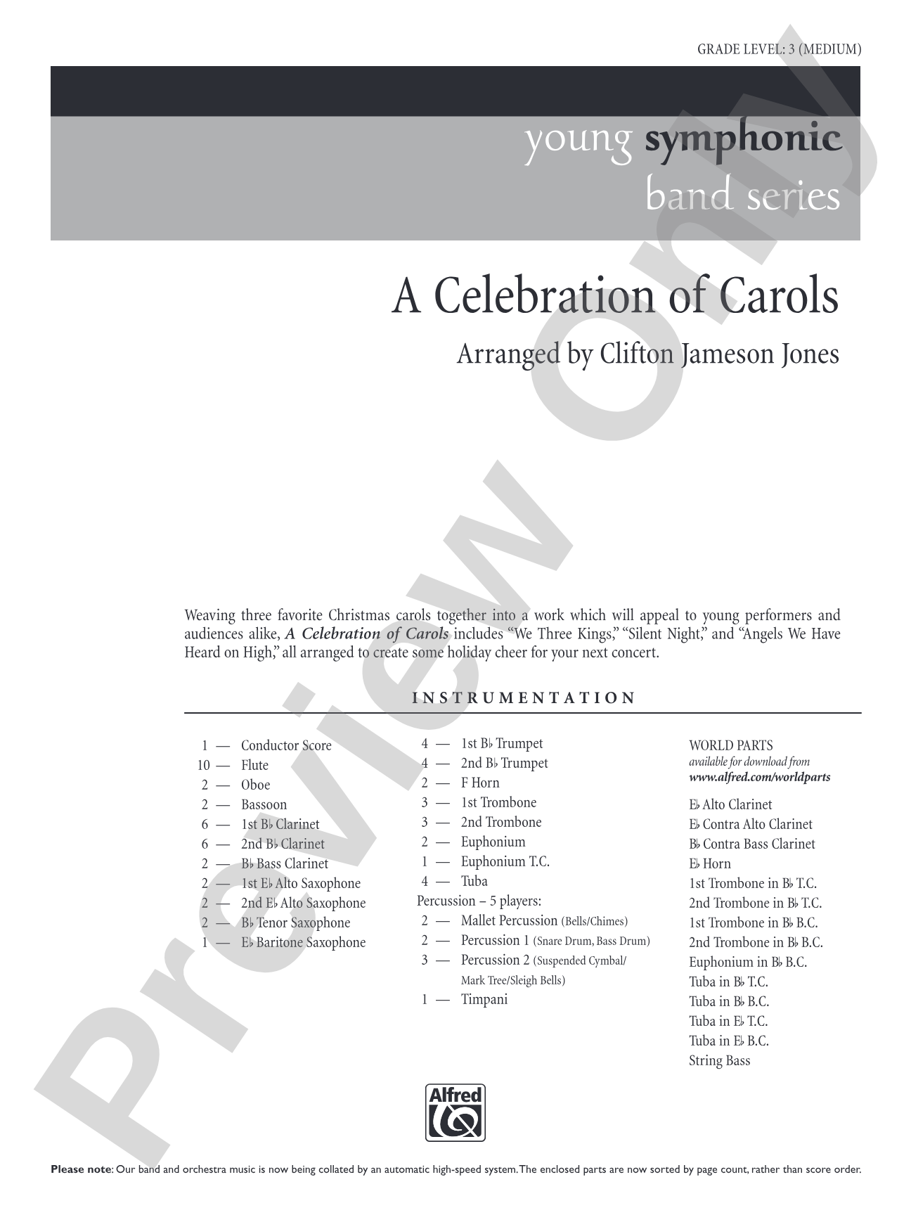 A Celebration of Carols: Concert Band Conductor Score & Parts