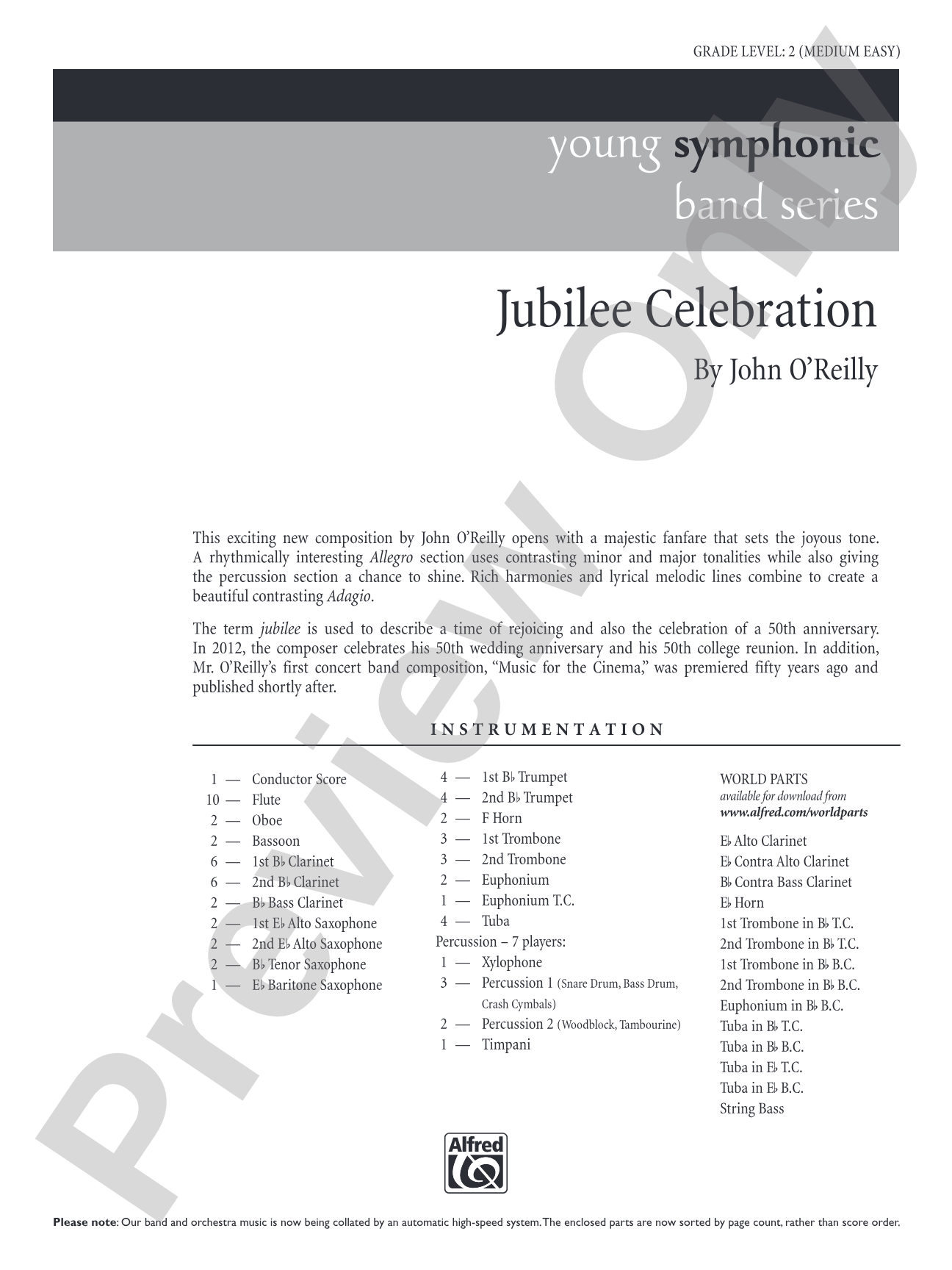 Jubilee Celebration: Concert Band Conductor Score & Parts