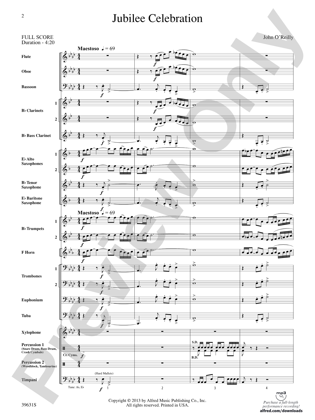 Jubilee Celebration: Concert Band Conductor Score & Parts