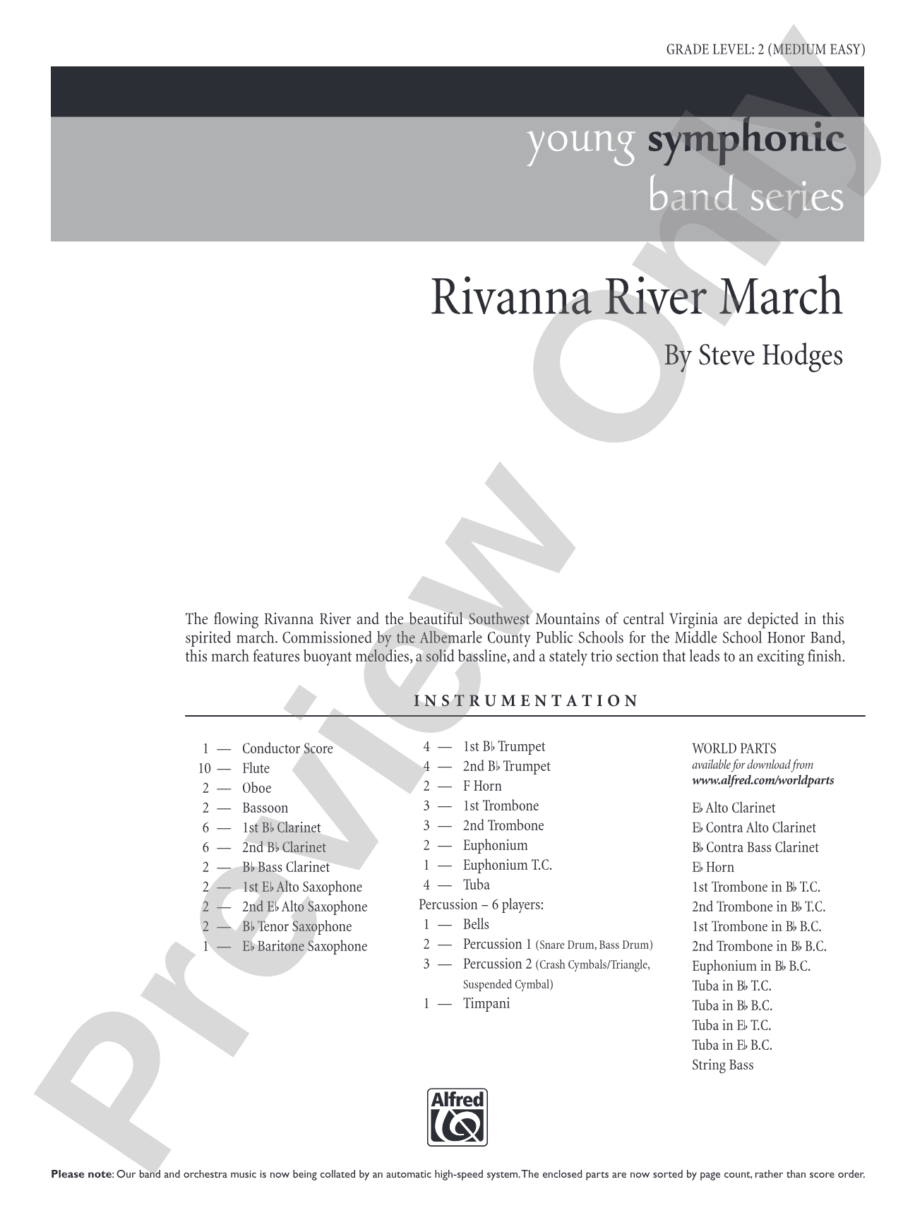 Rivanna River March: Concert Band Conductor Score & Parts
