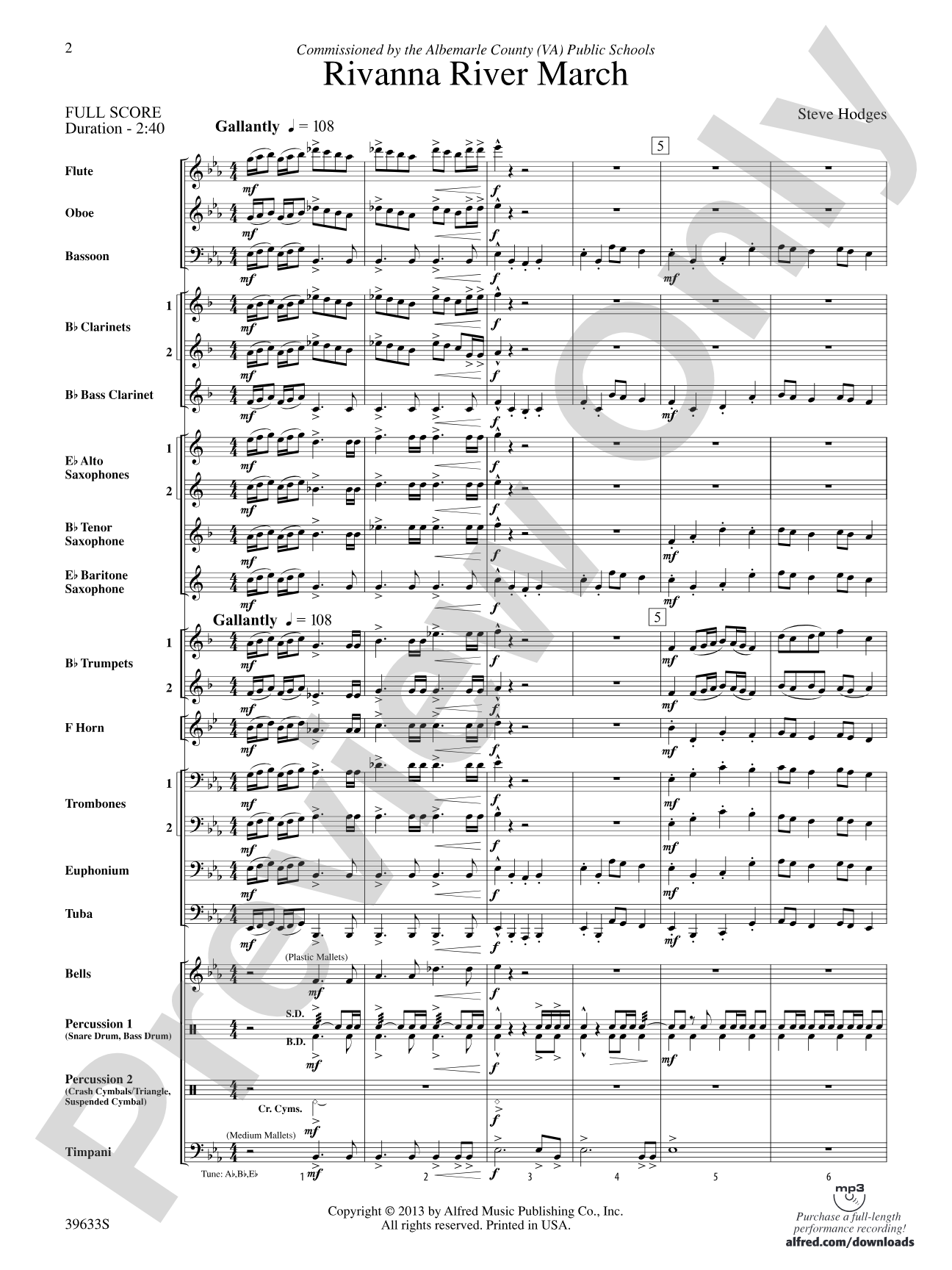 Rivanna River March: Concert Band Conductor Score & Parts