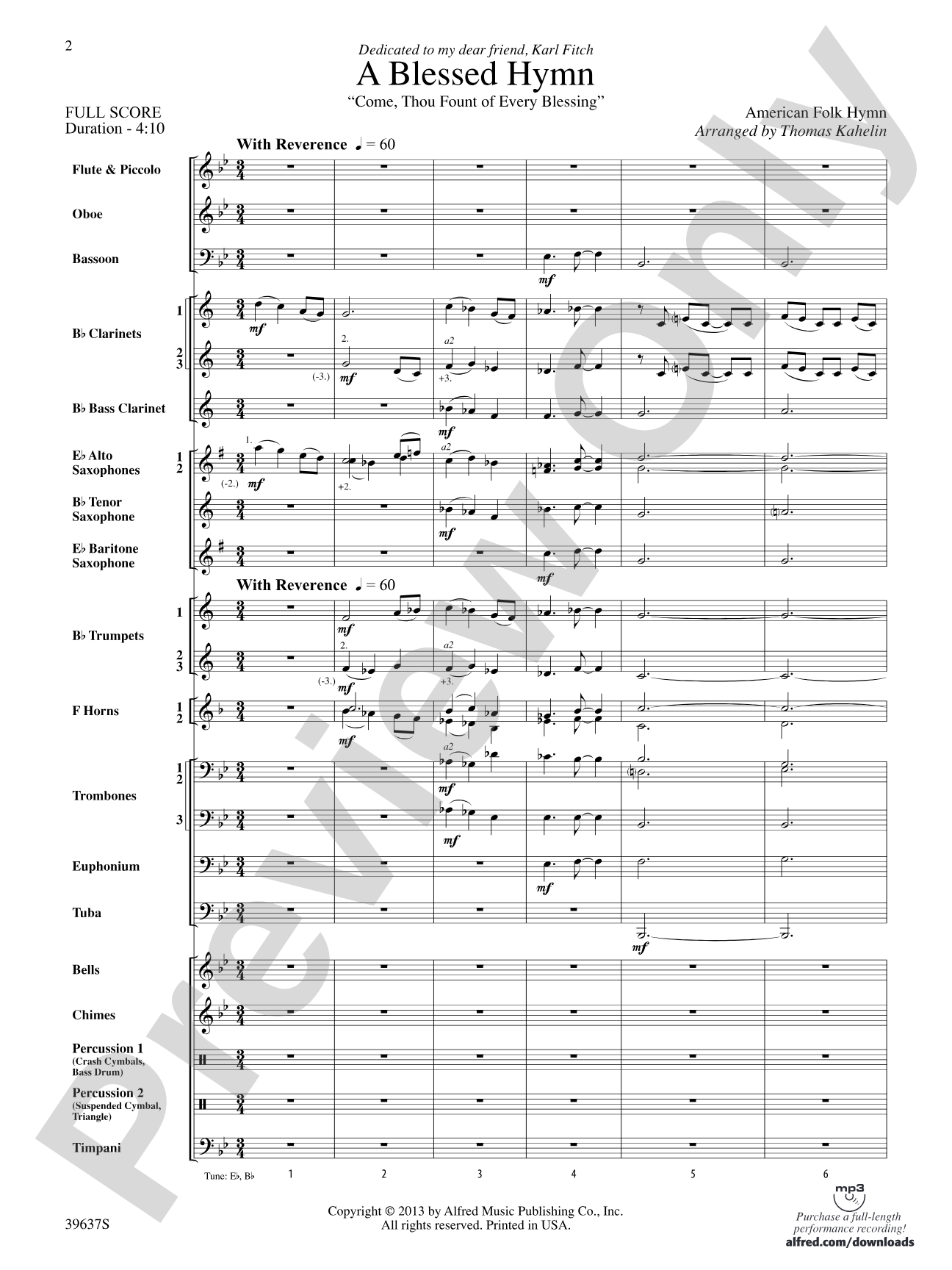 A Blessed Hymn: Concert Band Conductor Score & Parts