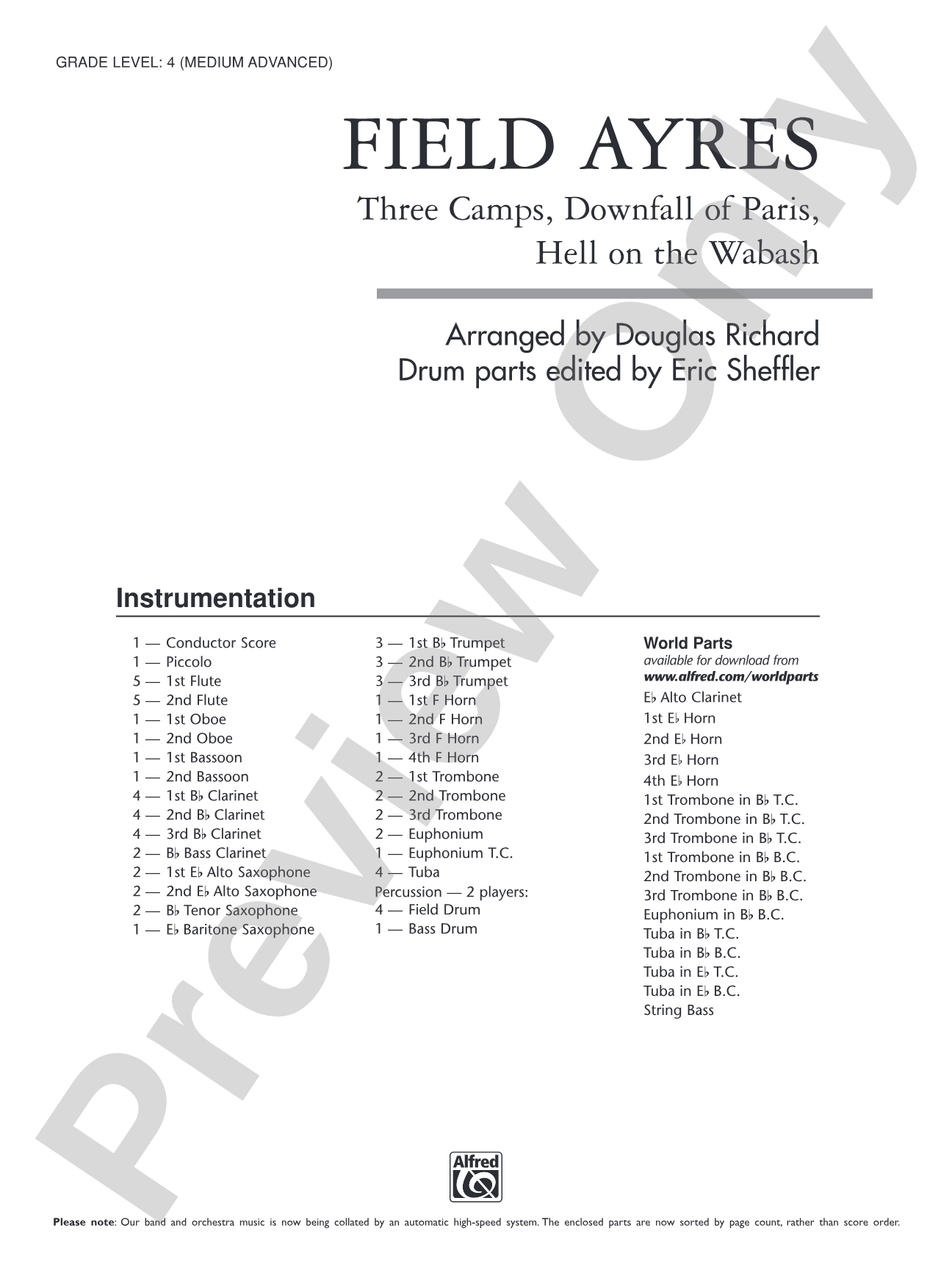 Field Ayres: Concert Band Conductor Score & Parts