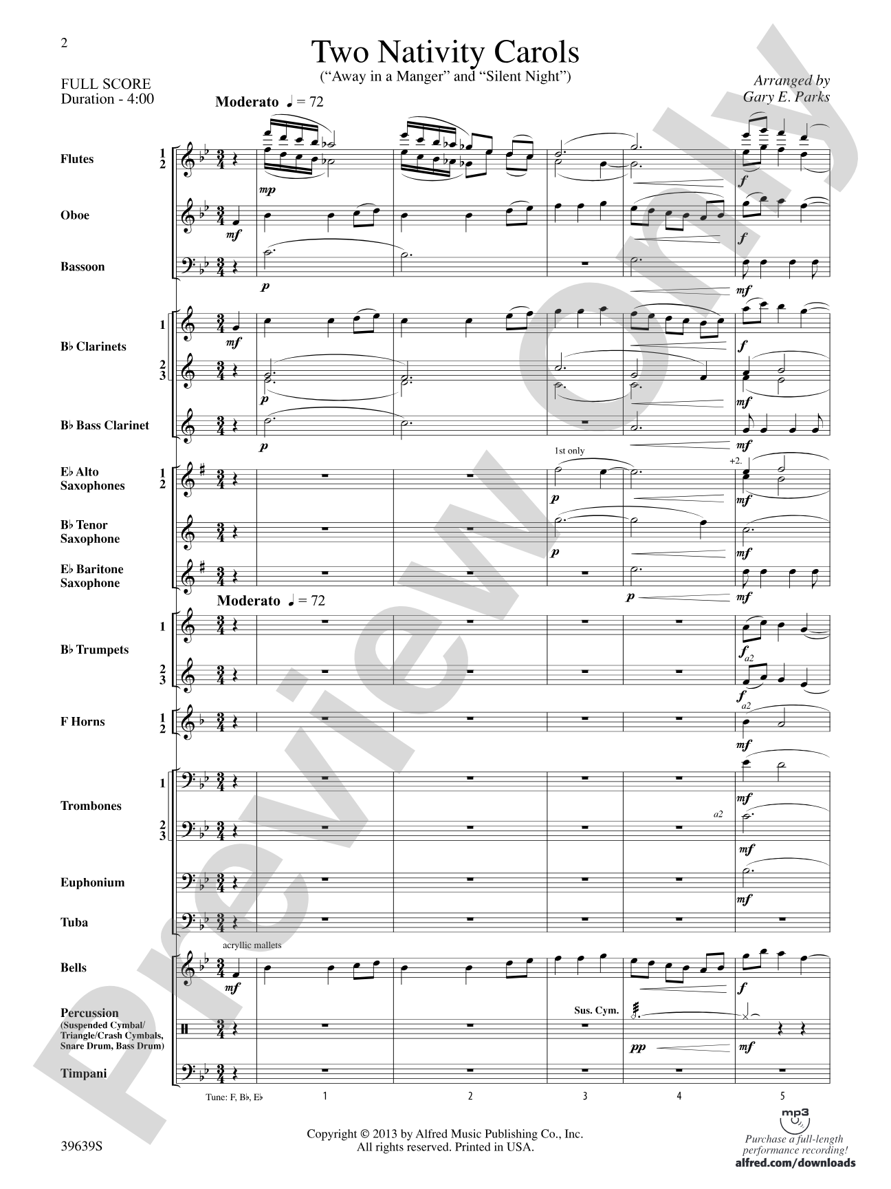 Two Nativity Carols: Concert Band Conductor Score & Parts