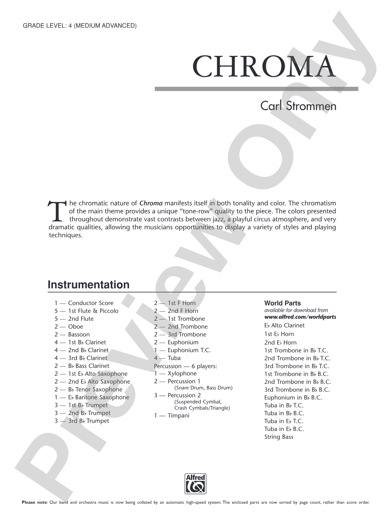 Chroma: Concert Band Conductor Score & Parts