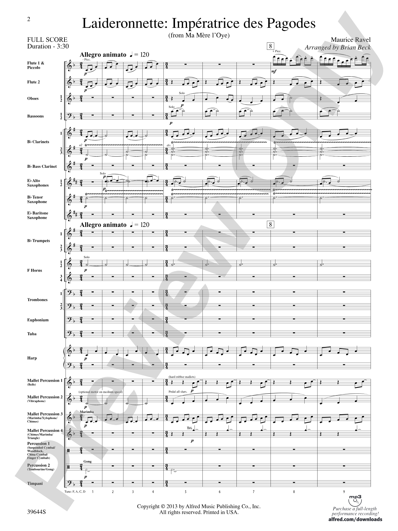 Laideronnette: Impératrice des Pagodes (from Ma mère l'oye ): Score