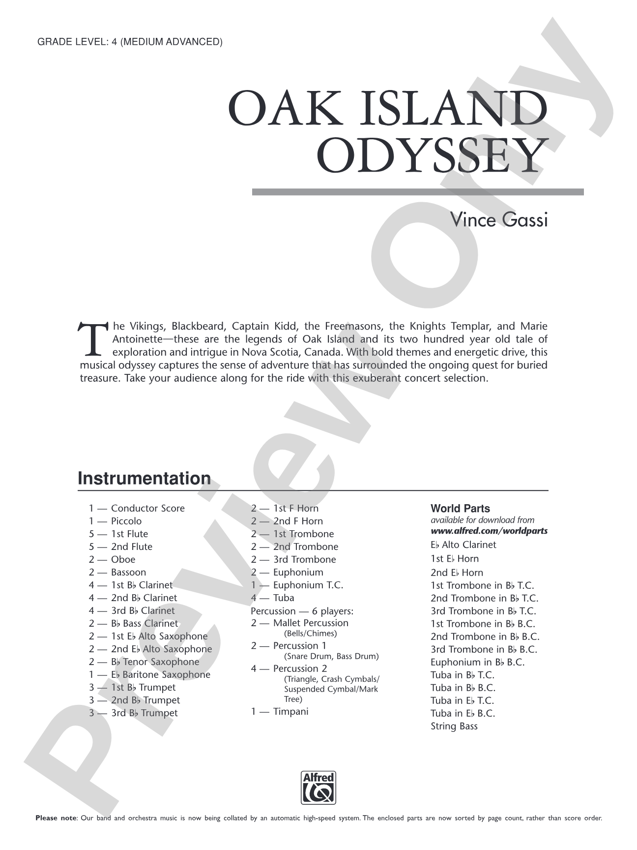 Oak Island Odyssey: Concert Band Conductor Score & Parts