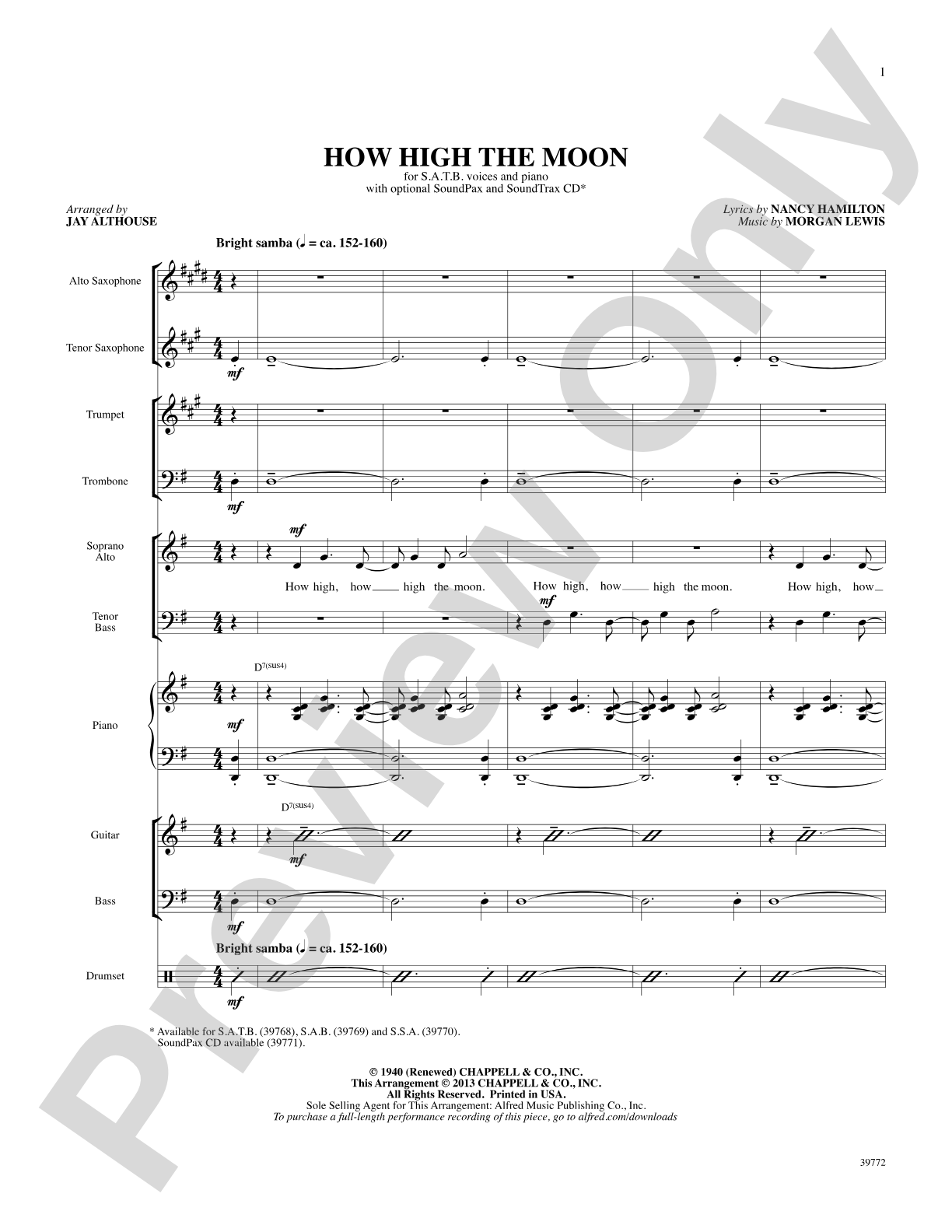 How High the Moon: Choral SoundPax