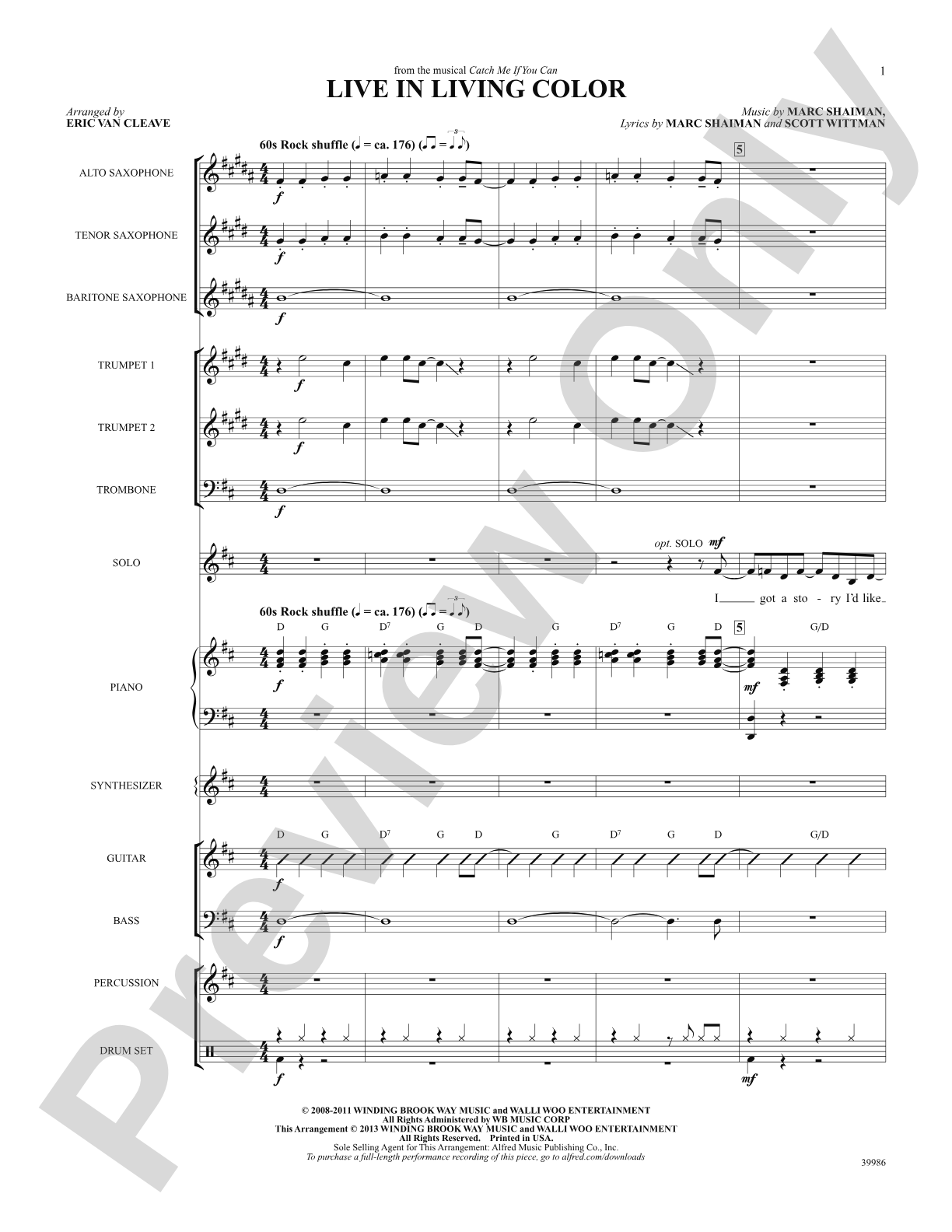 Live in Living Color (from the musical Catch Me If You Can): Choral SoundPax