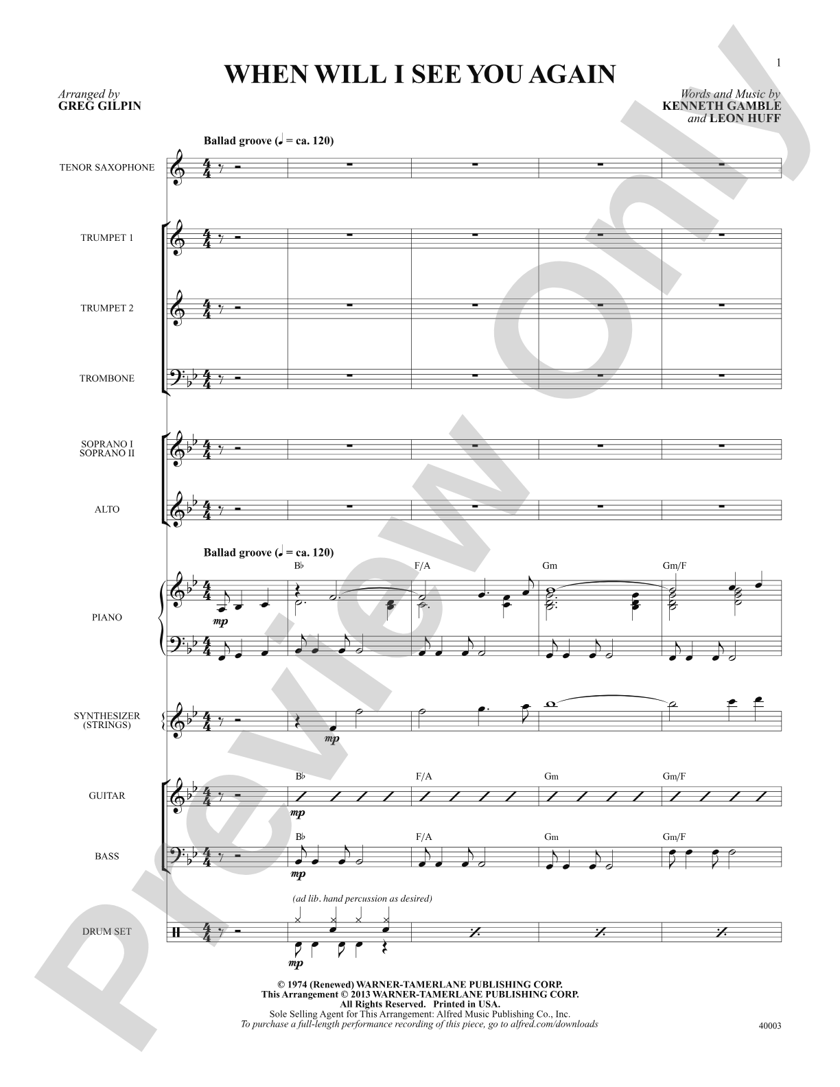 When Will I See You Again: Score: Choral SoundPax