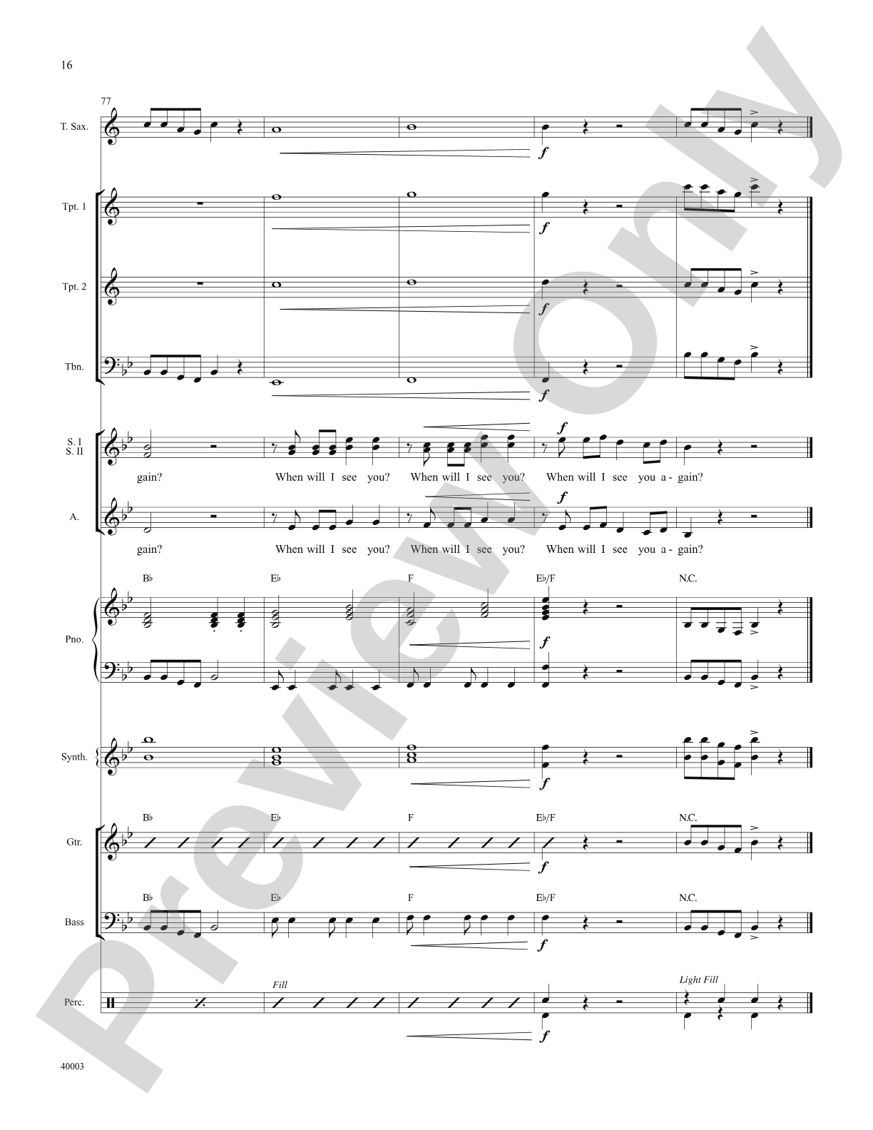 When Will I See You Again: Score: Choral SoundPax