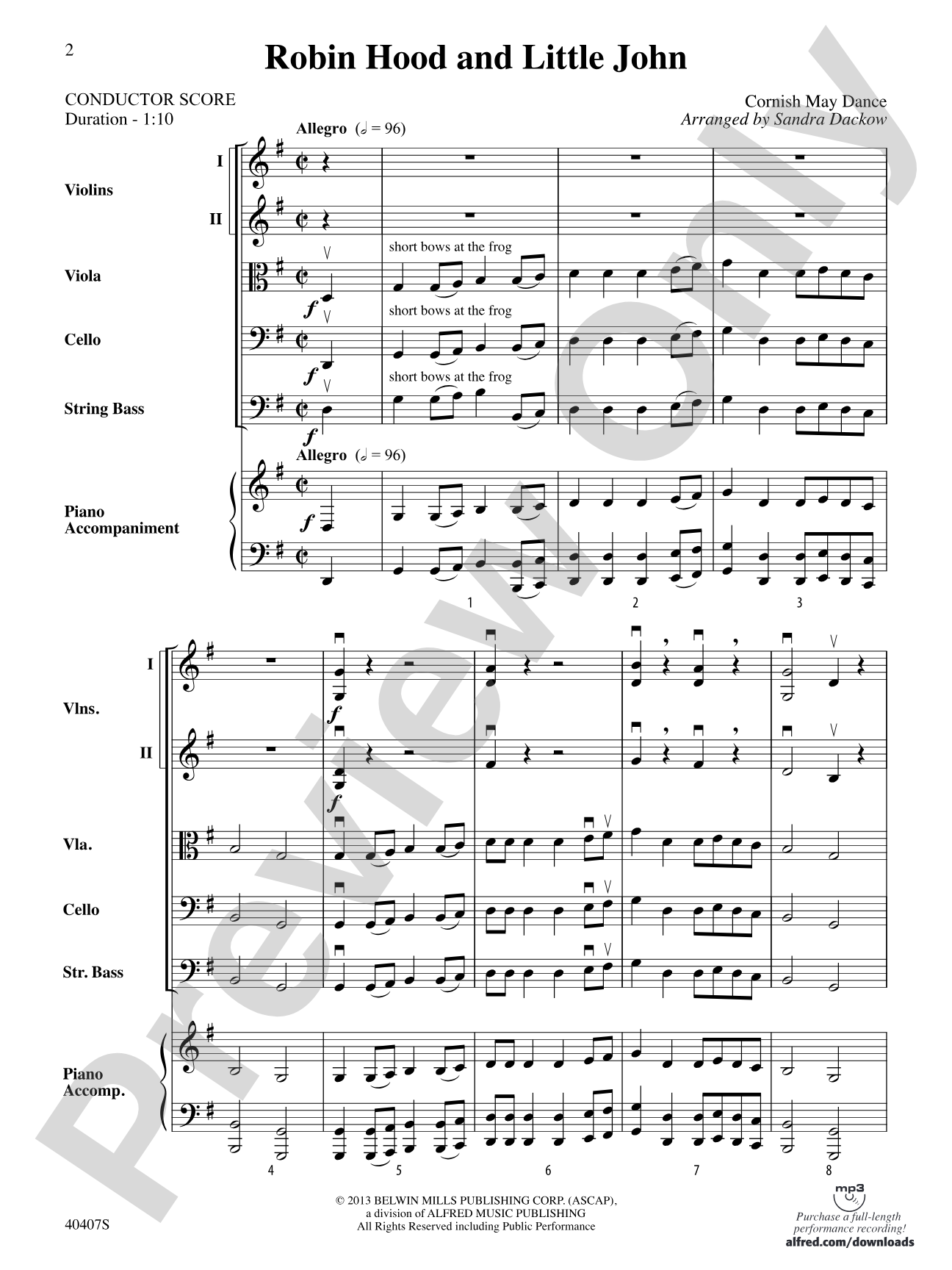 Robin Hood and Little John: String Orchestra Conductor Score & Parts