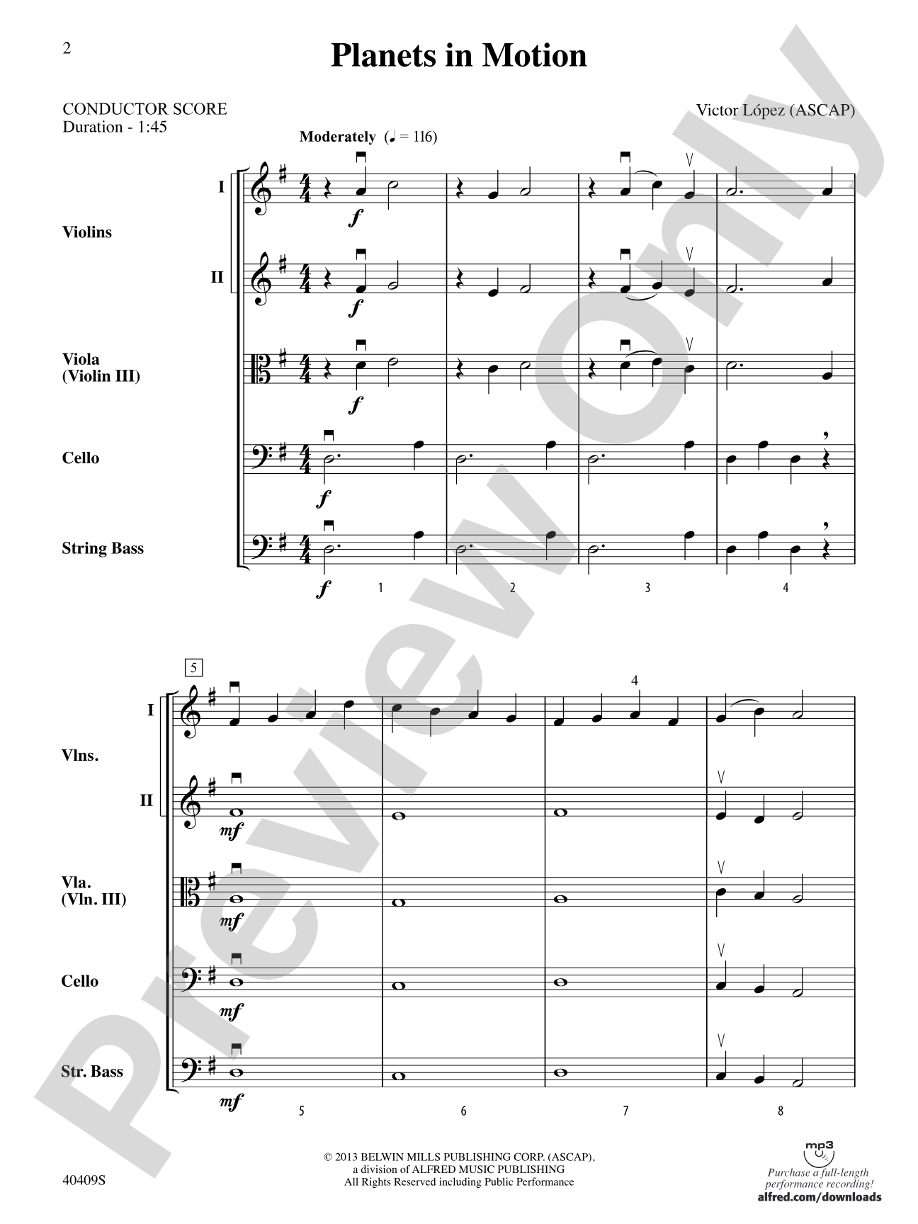 Planets in Motion: String Orchestra Conductor Score & Parts