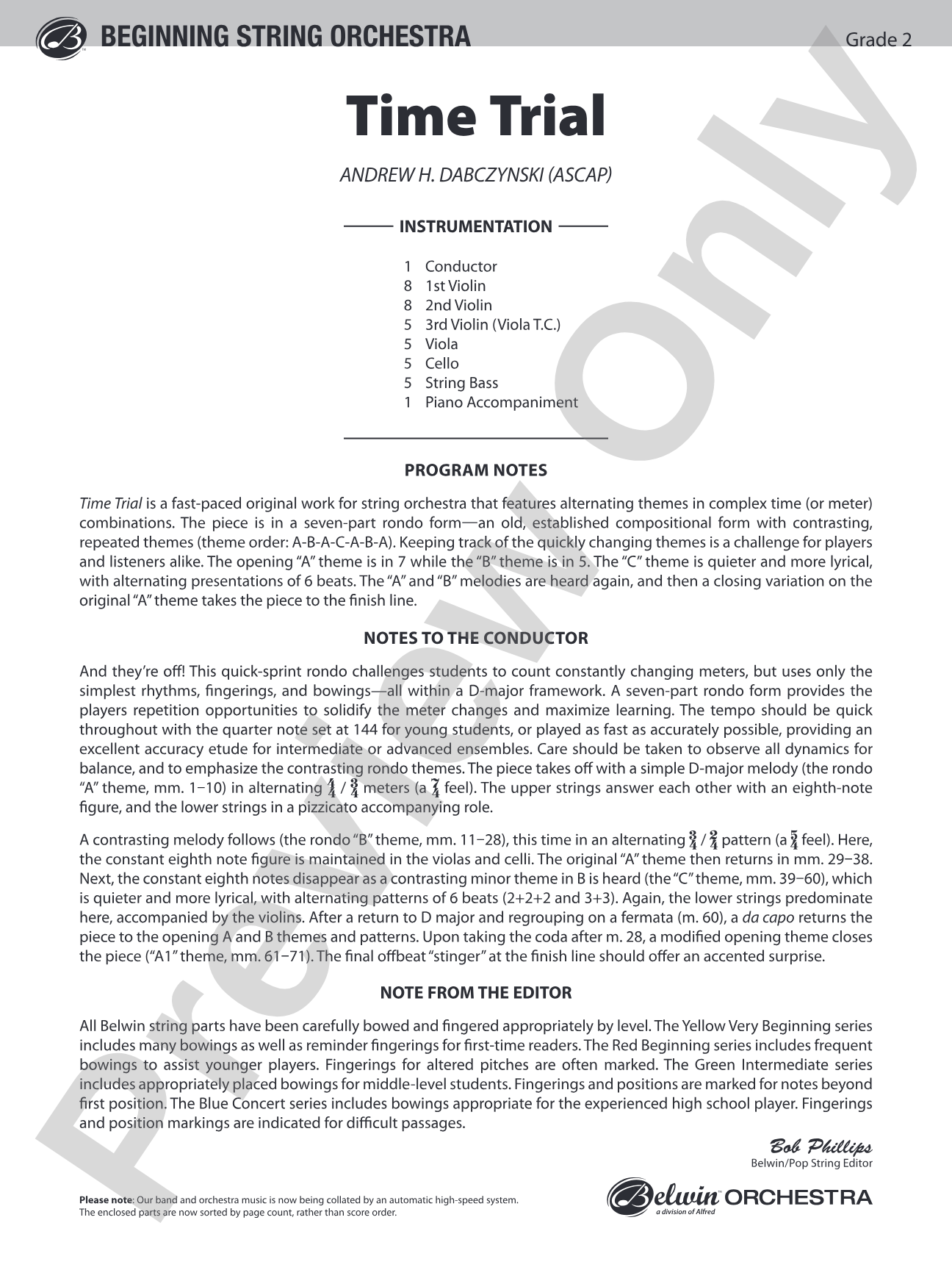 Time Trial: String Orchestra Conductor Score & Parts