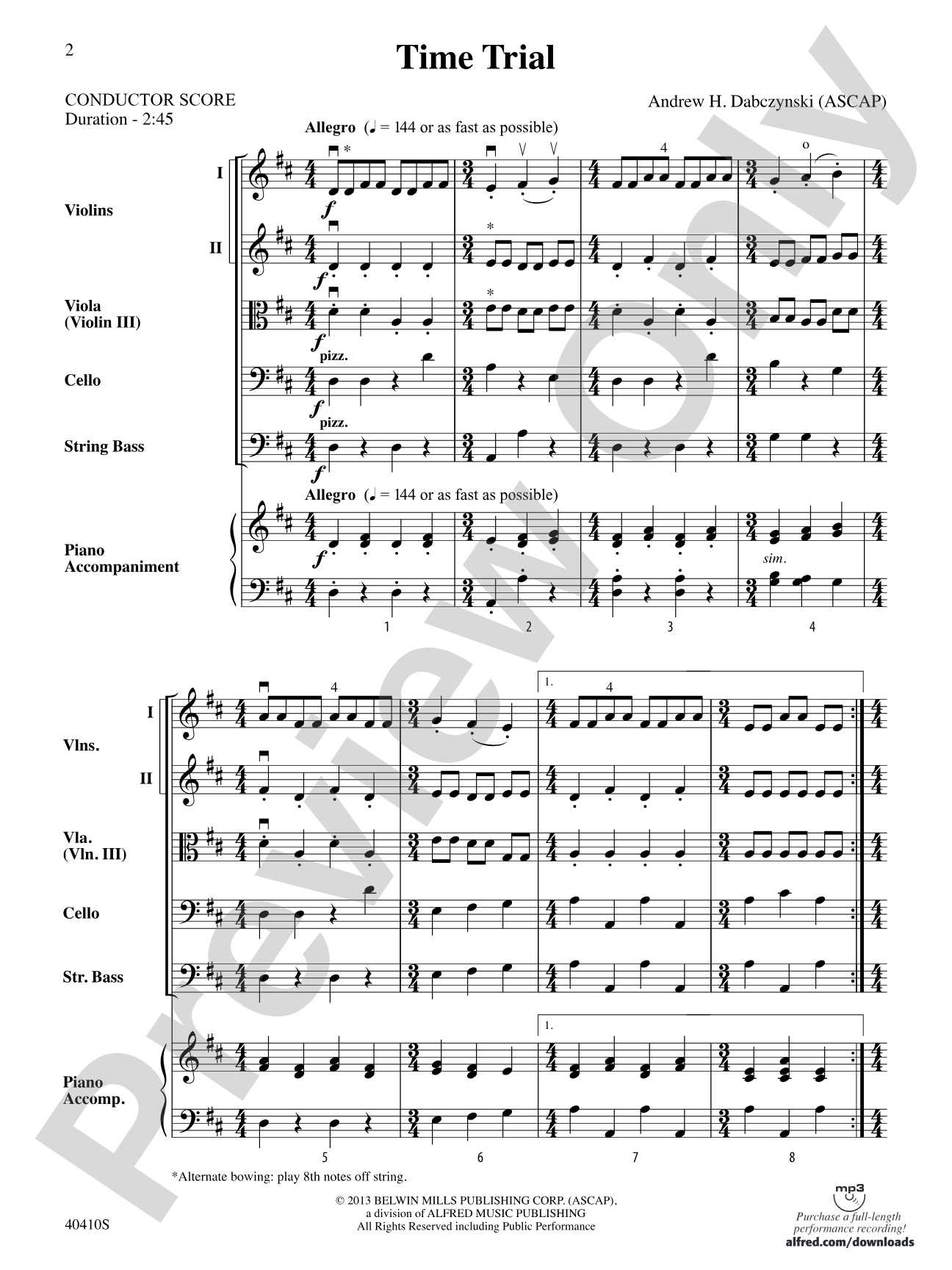 Time Trial: String Orchestra Conductor Score & Parts