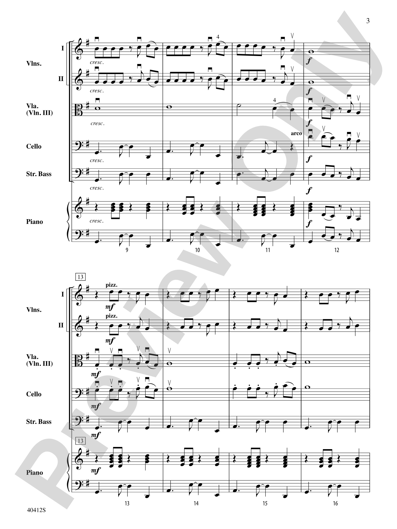 Gabriella's Calypso Holiday: String Orchestra Conductor Score & Parts