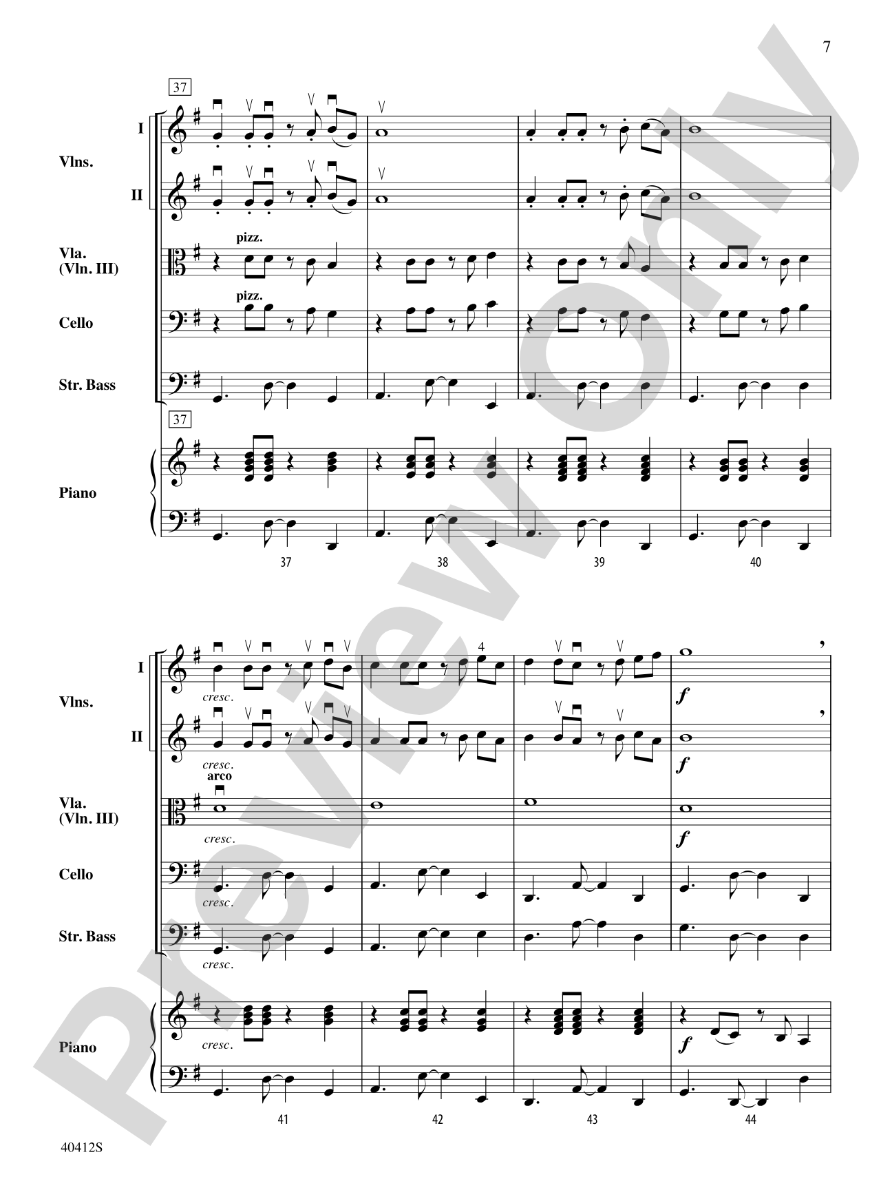 Gabriella's Calypso Holiday: String Orchestra Conductor Score & Parts