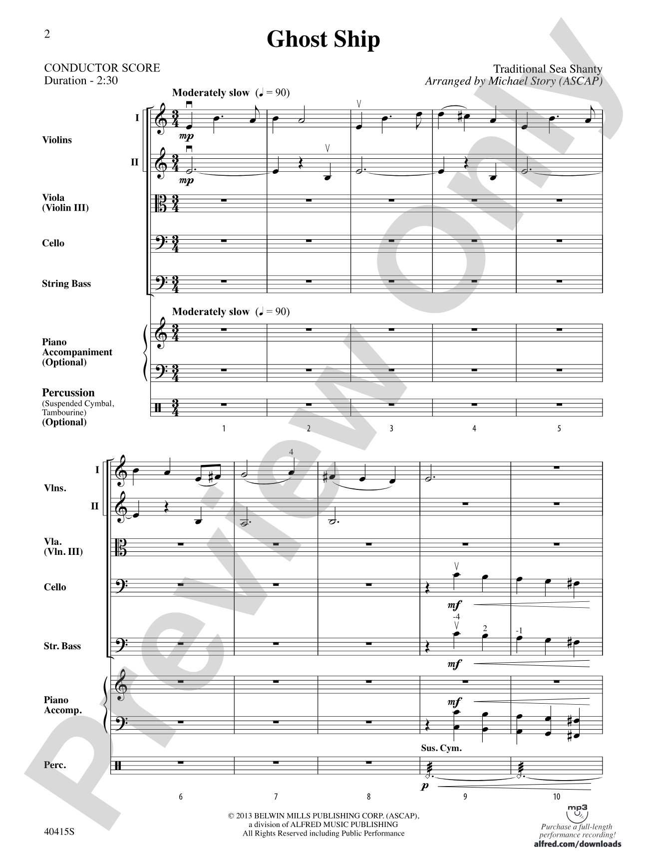 Ghost Ship: String Orchestra Conductor Score & Parts