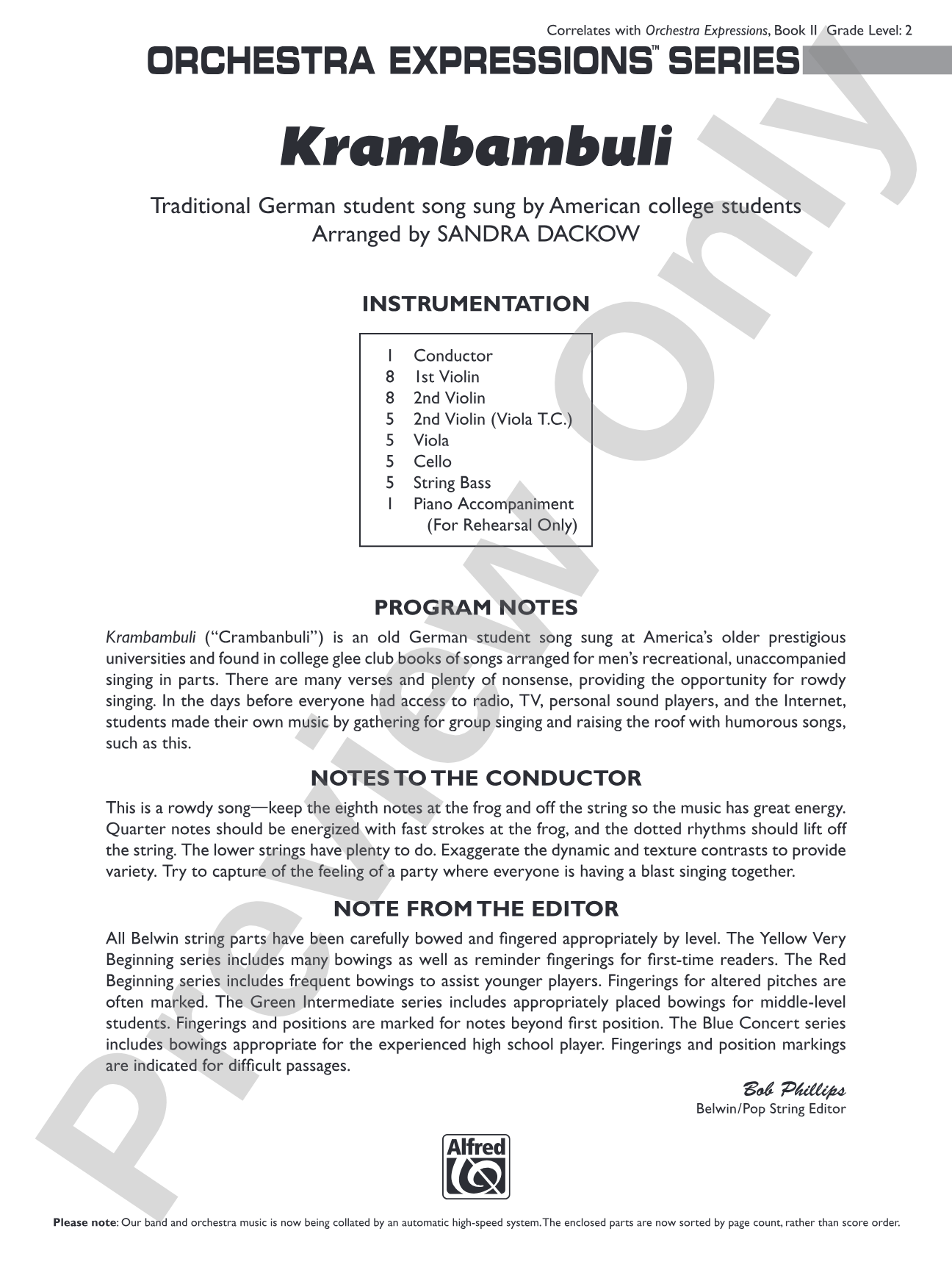 Krambambuli: String Orchestra Conductor Score & Parts