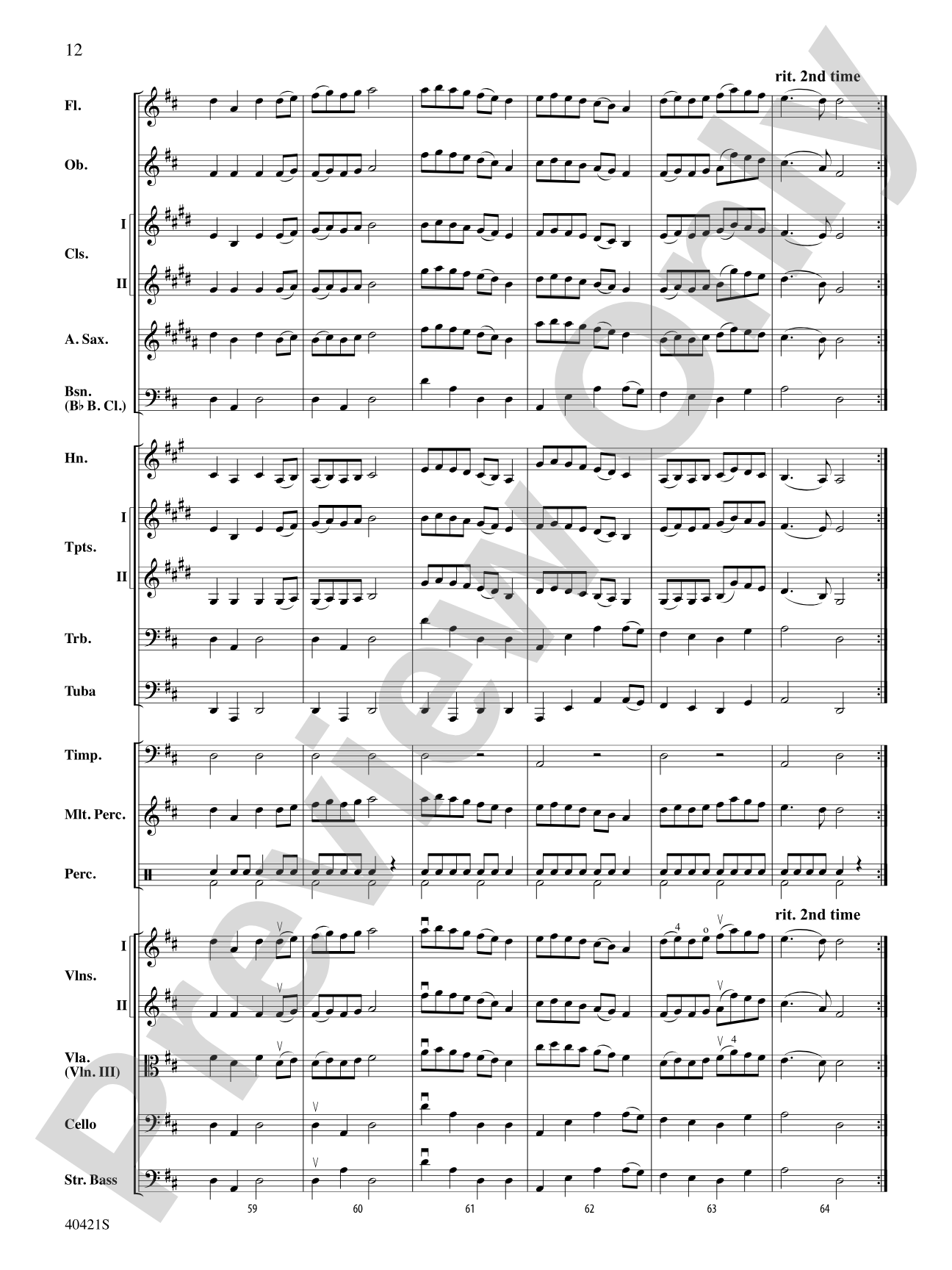 King William's March: Full Orchestra Conductor Score & Parts