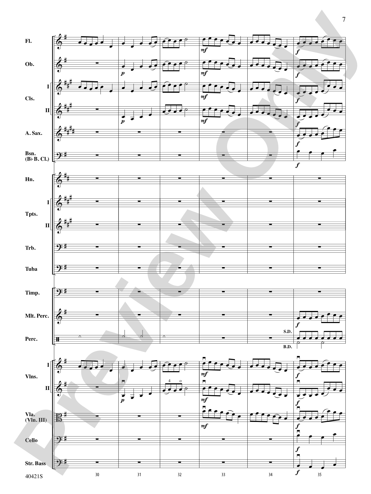 King William's March: Full Orchestra Conductor Score & Parts