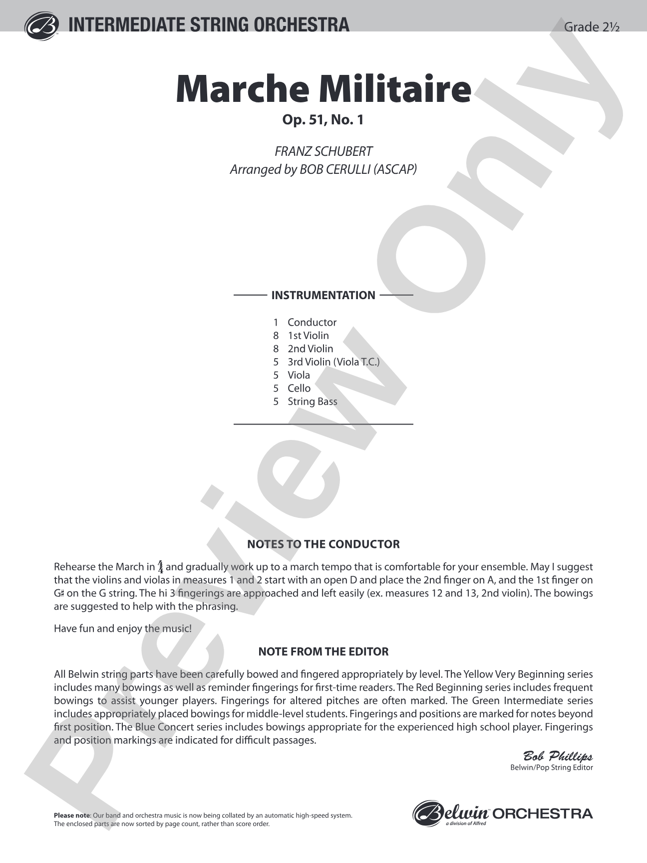 March Militaire: String Orchestra Conductor Score & Parts