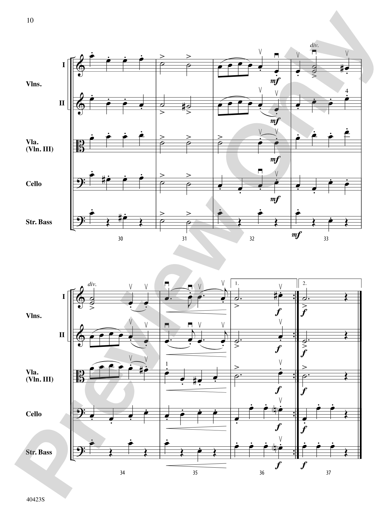 "Gavotte" and "Rigadon" from Suite in A Minor: String Orchestra Conductor Score & Parts