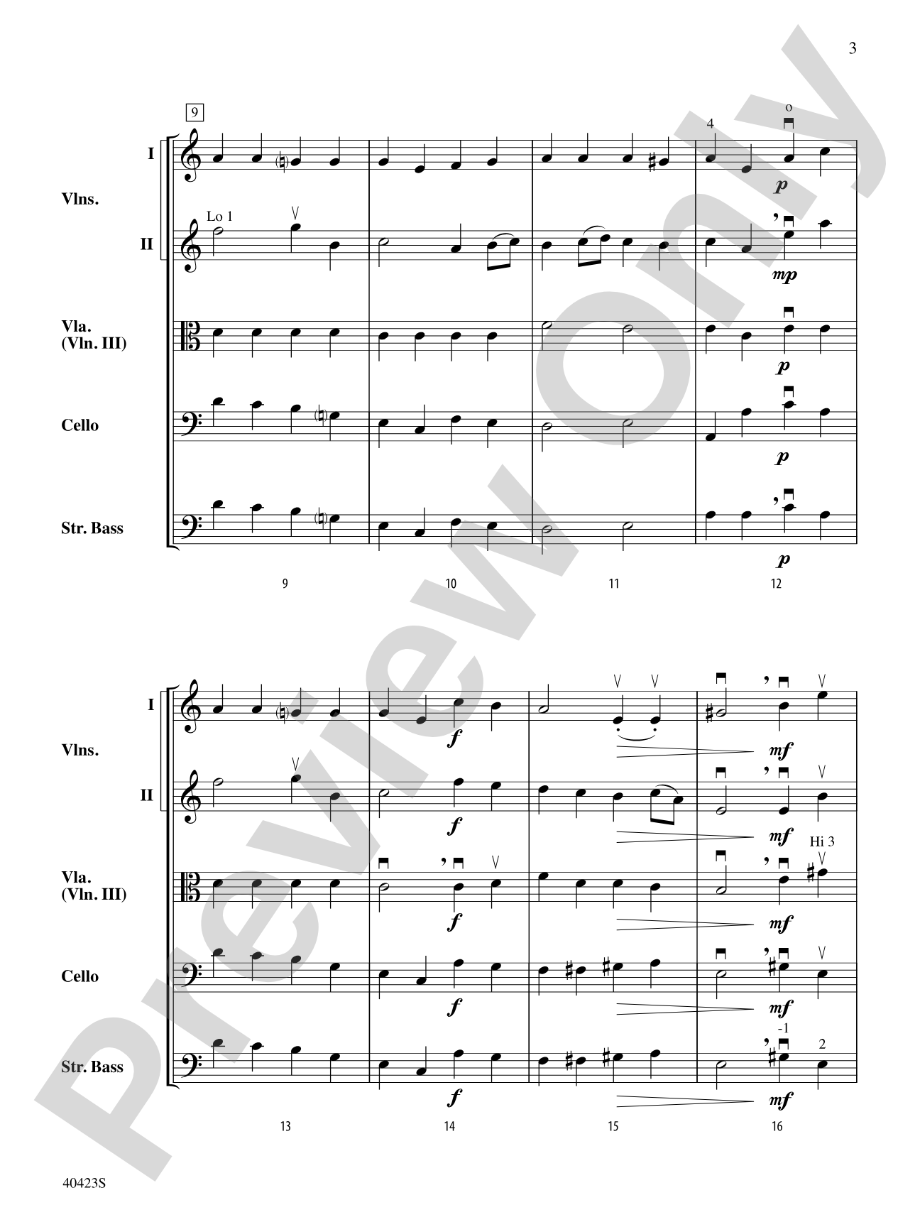 "Gavotte" and "Rigadon" from Suite in A Minor: String Orchestra Conductor Score & Parts