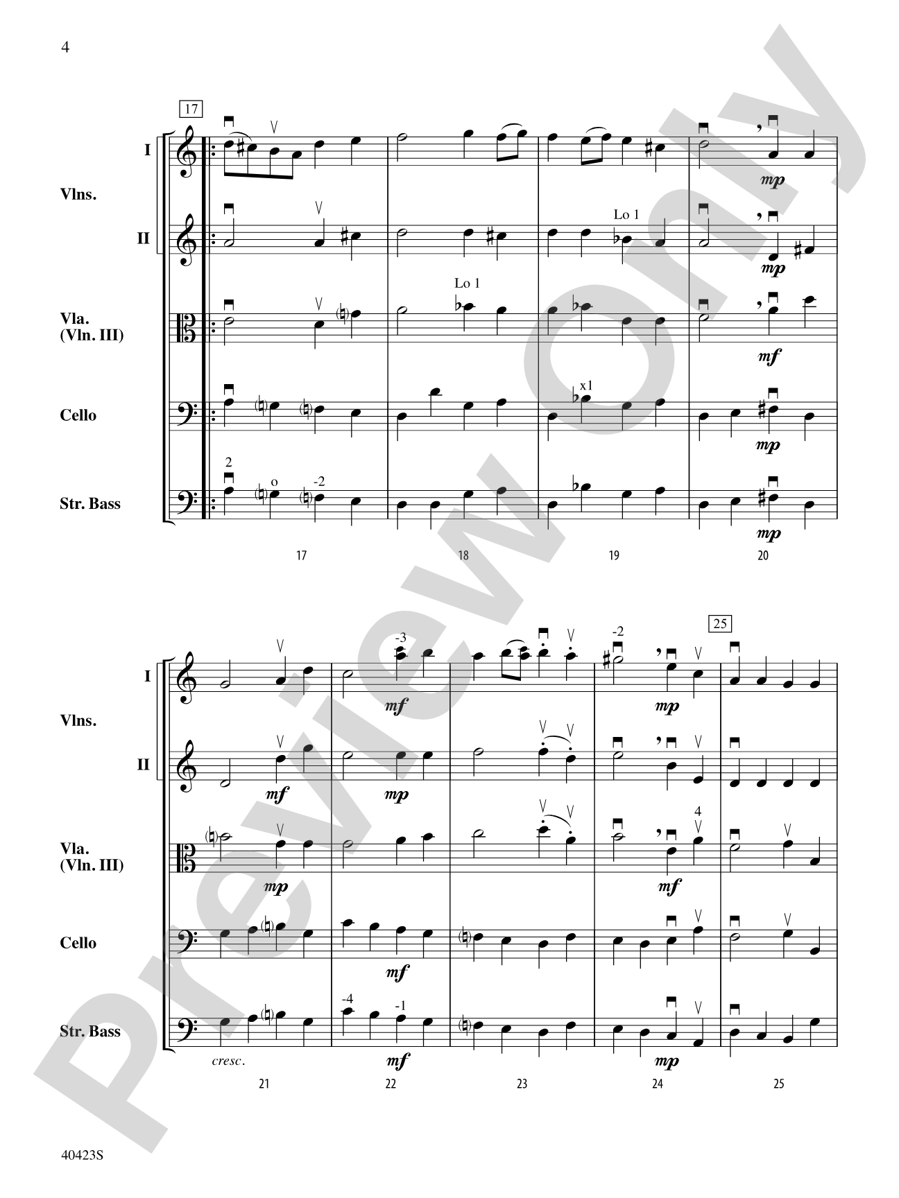 "Gavotte" and "Rigadon" from Suite in A Minor: String Orchestra Conductor Score & Parts