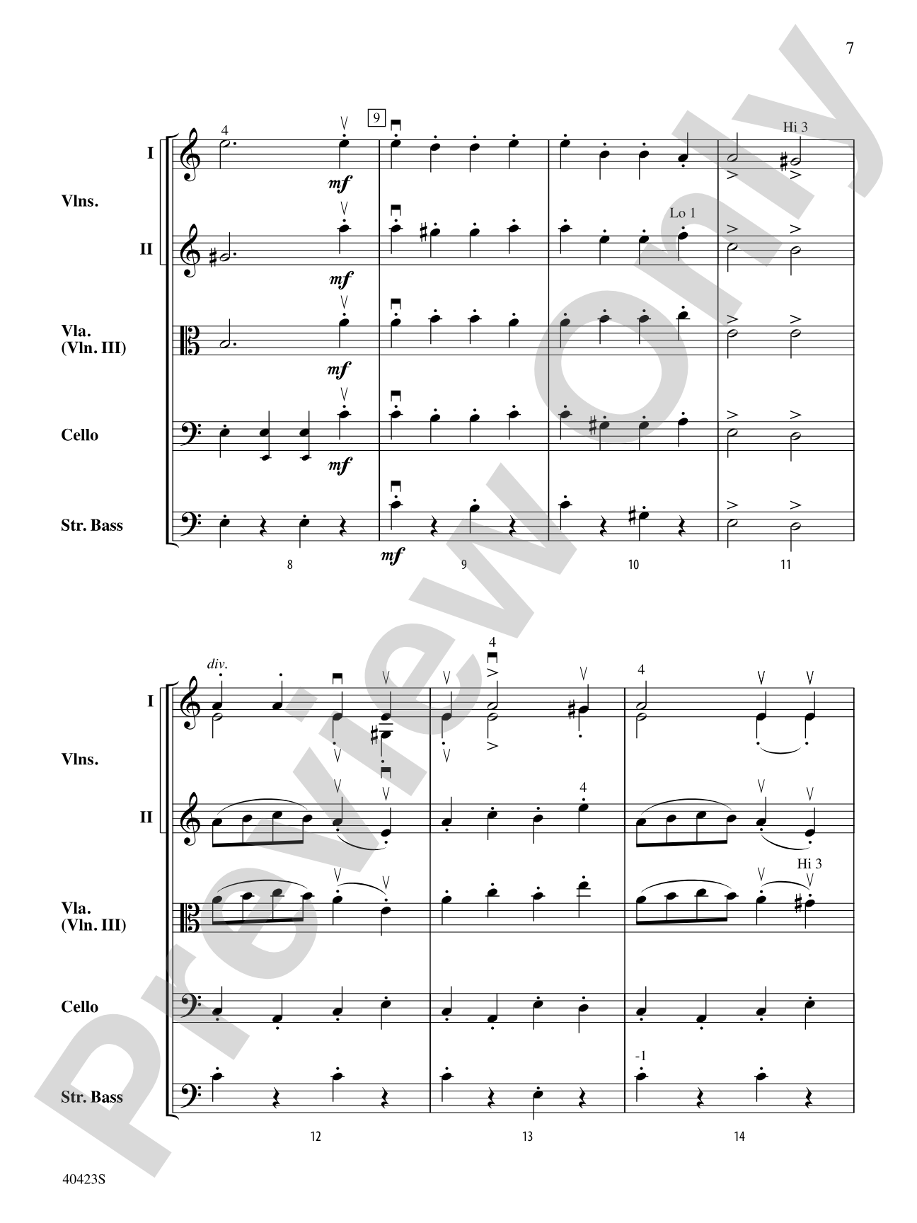 "Gavotte" and "Rigadon" from Suite in A Minor: String Orchestra Conductor Score & Parts