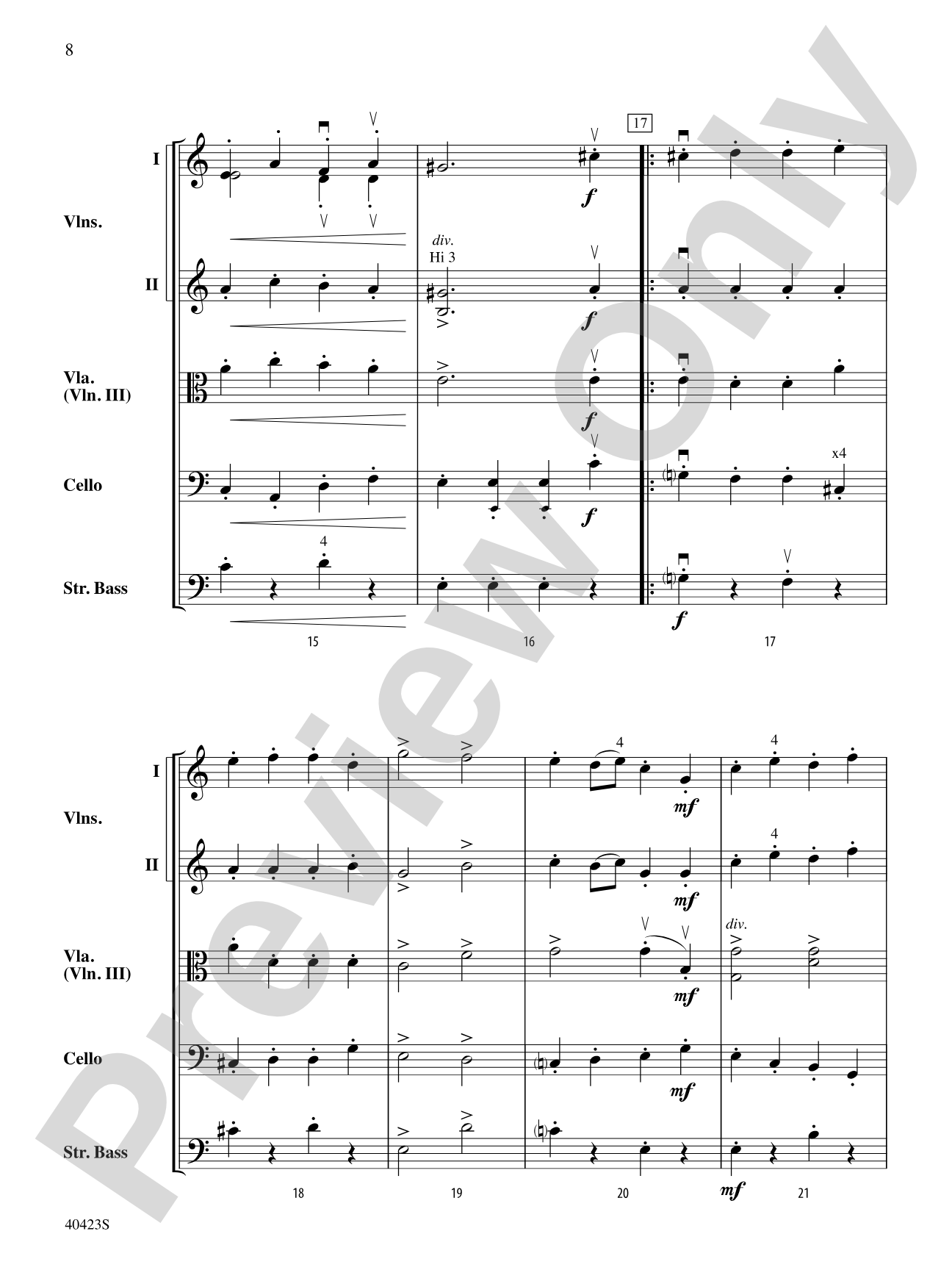 "Gavotte" and "Rigadon" from Suite in A Minor: String Orchestra Conductor Score & Parts