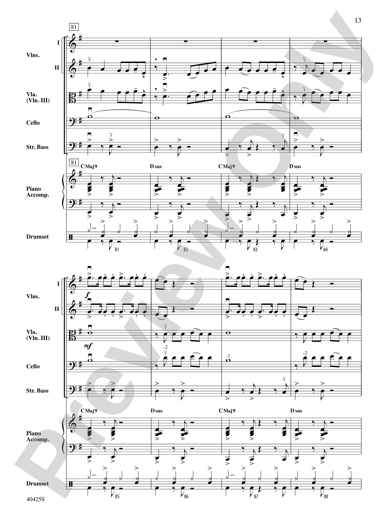 Teenage Dream / Super Bass Mash-Up: String Orchestra Conductor Score & Parts