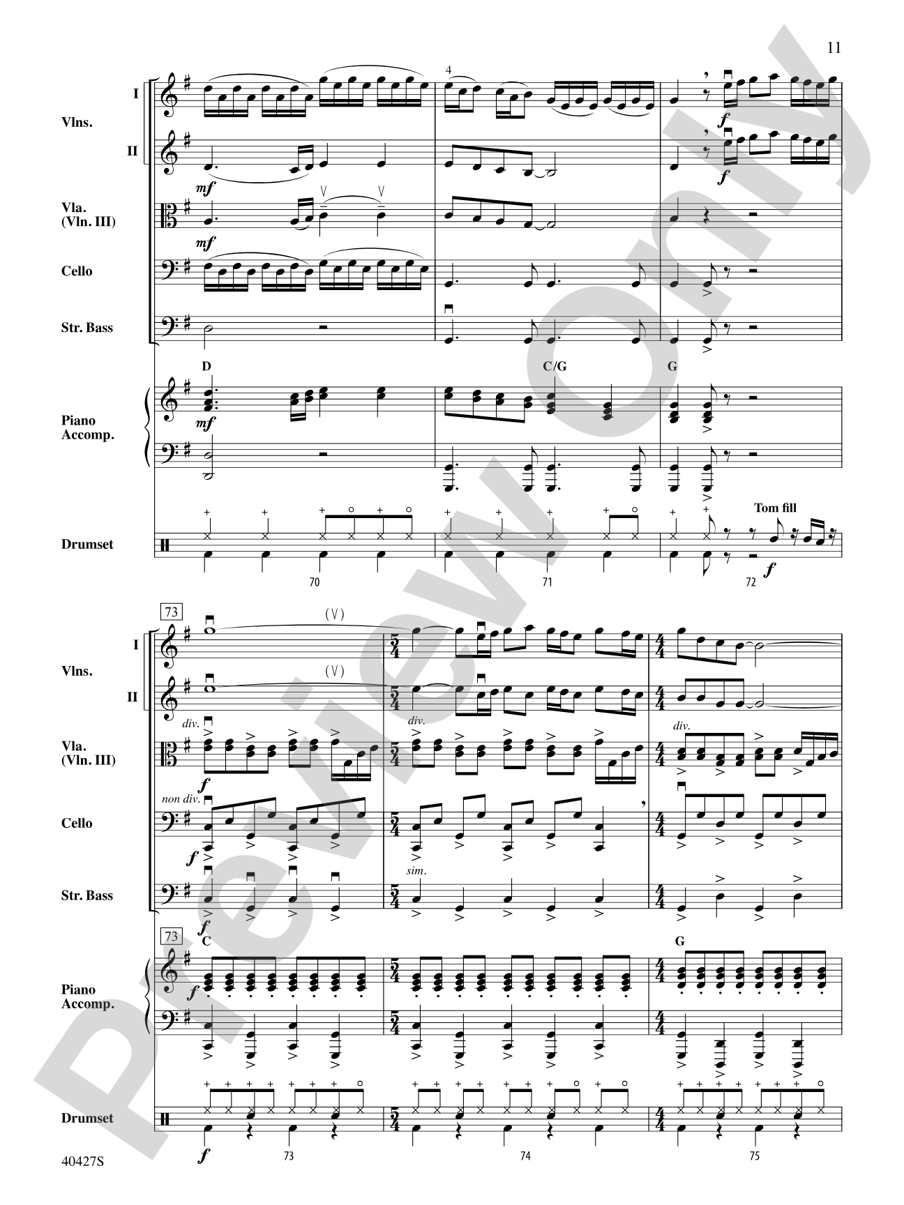 Mamma Mia!, Selections from: String Orchestra Conductor Score & Parts