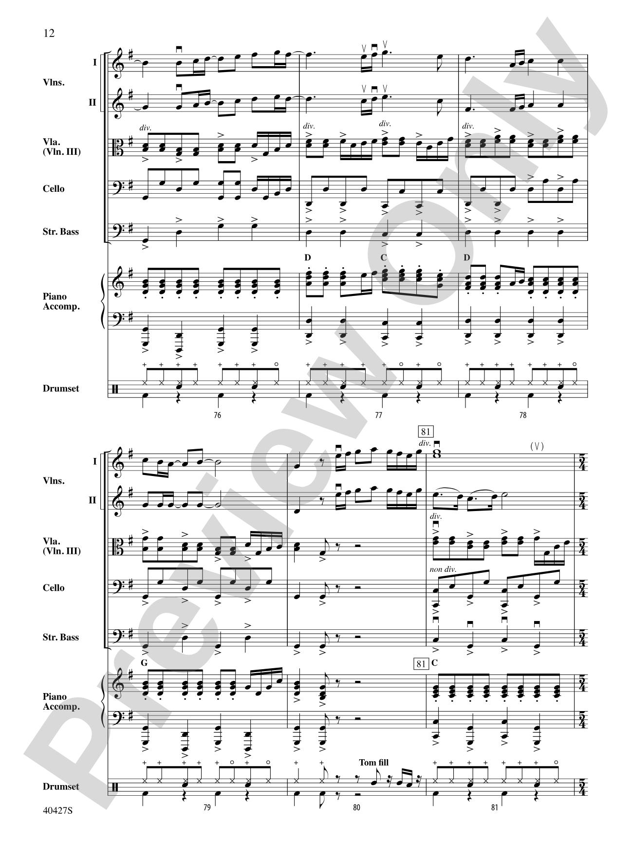 Mamma Mia!, Selections from: String Orchestra Conductor Score & Parts