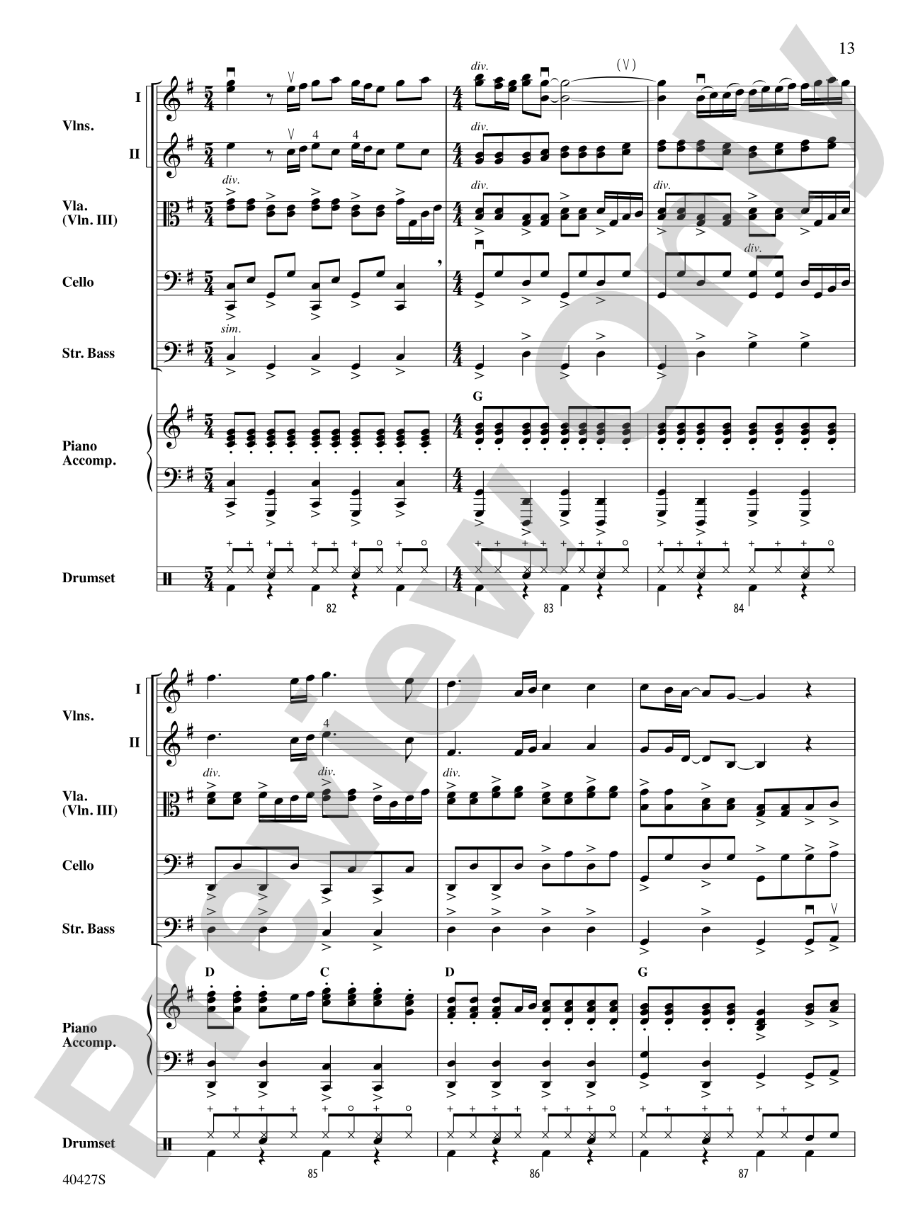 Mamma Mia!, Selections from: String Orchestra Conductor Score & Parts