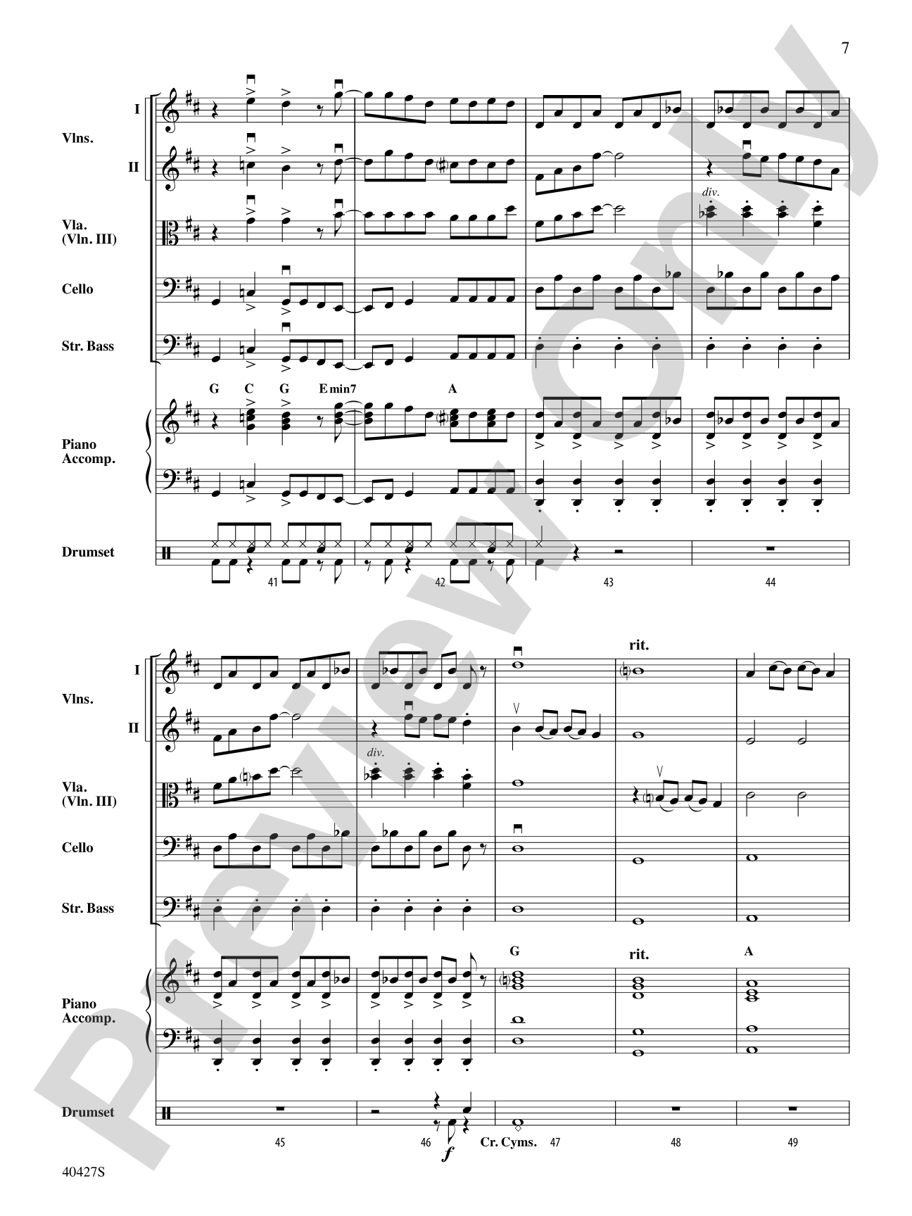 Mamma Mia!, Selections from: String Orchestra Conductor Score & Parts