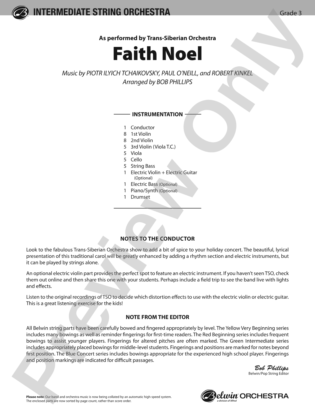 Faith Noel: String Orchestra Conductor Score & Parts