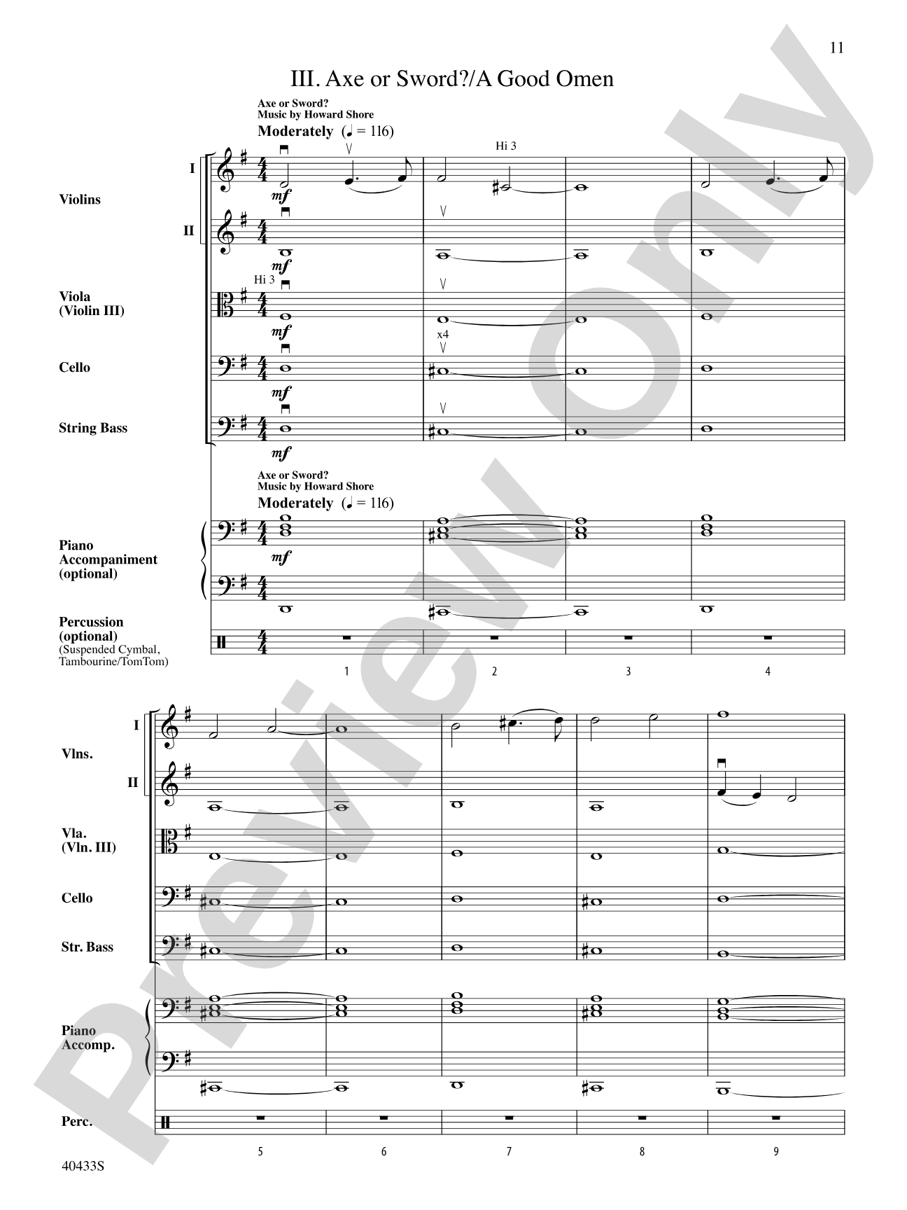 The Hobbit: An Unexpected Journey, Selections from: String Orchestra Conductor Score & Parts