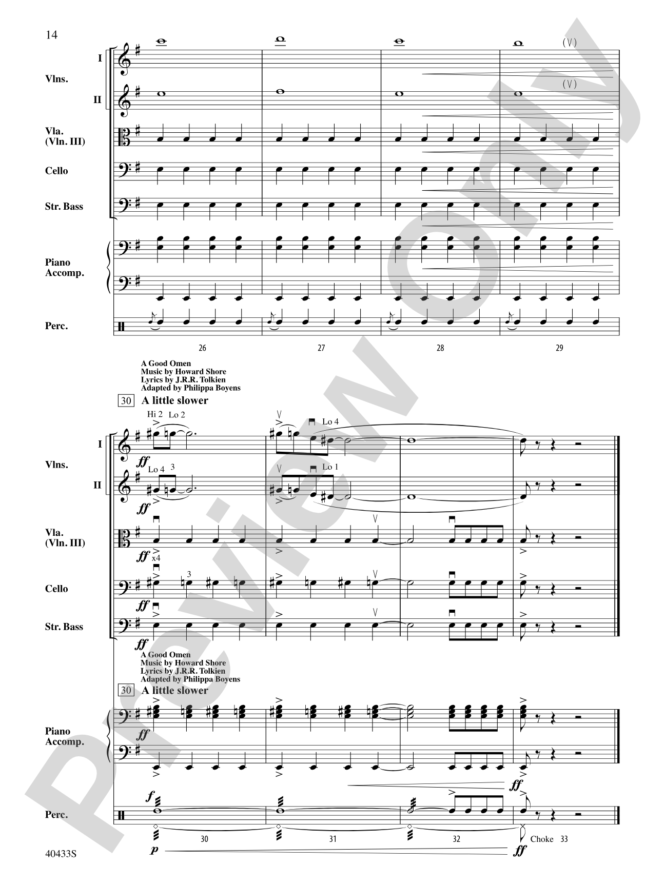The Hobbit: An Unexpected Journey, Selections from: String Orchestra Conductor Score & Parts