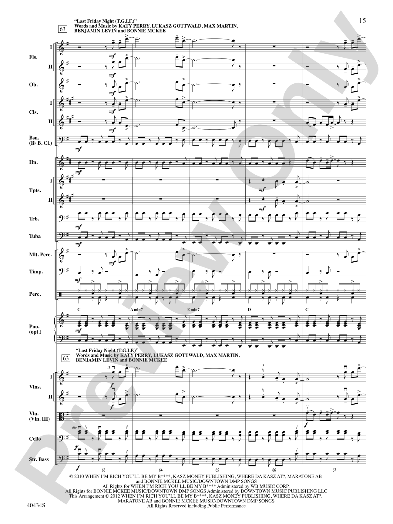 Last Friday Night (T.G.I.F.) / Edge of Glory: Full Orchestra Conductor Score & Parts