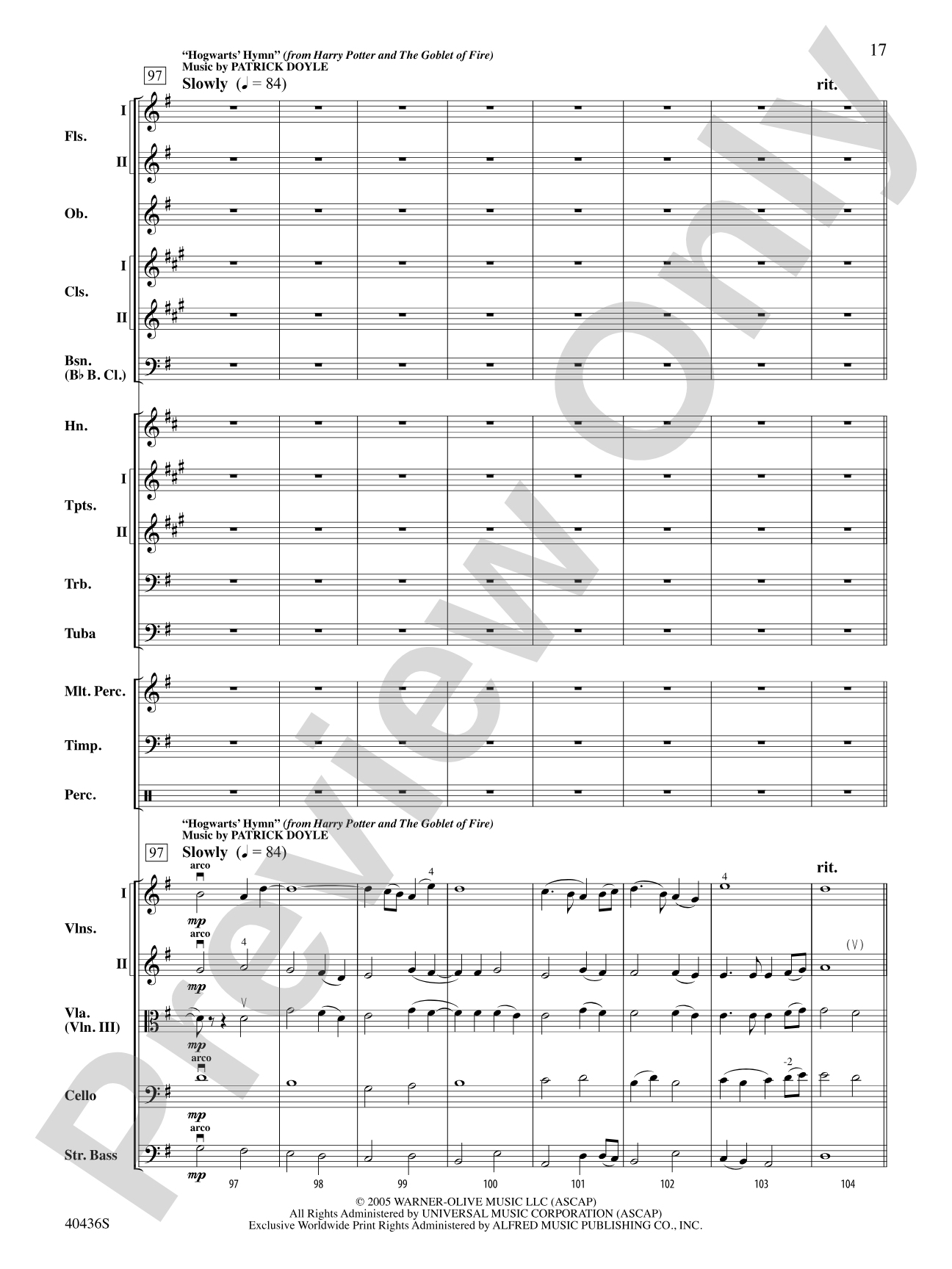 The Magic of Harry Potter: Full Orchestra Conductor Score & Parts