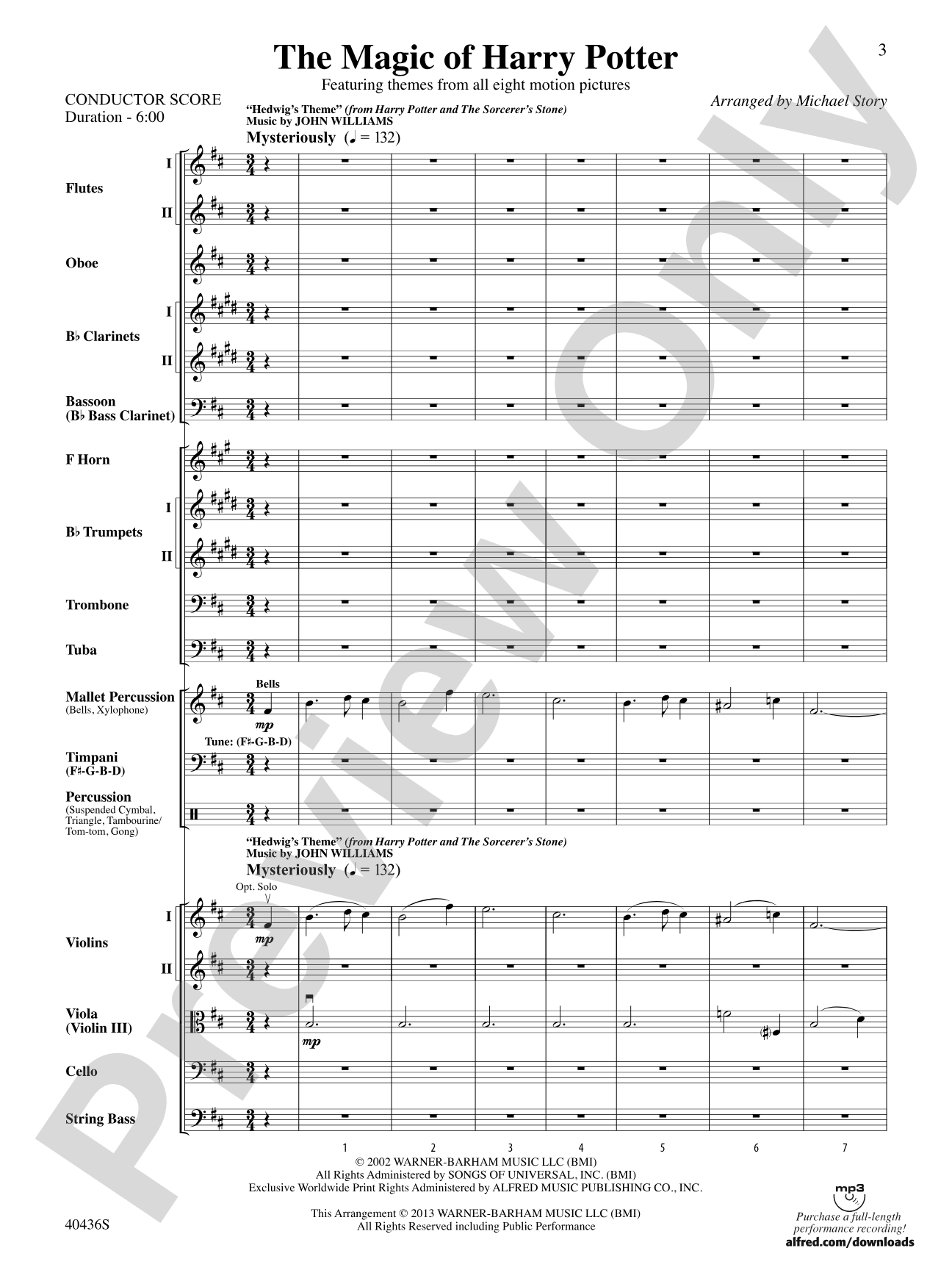 The Magic of Harry Potter: Full Orchestra Conductor Score & Parts
