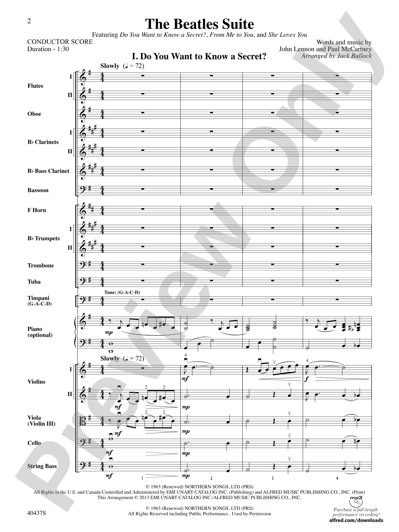The Beatles Suite: Full Orchestra Conductor Score & Parts