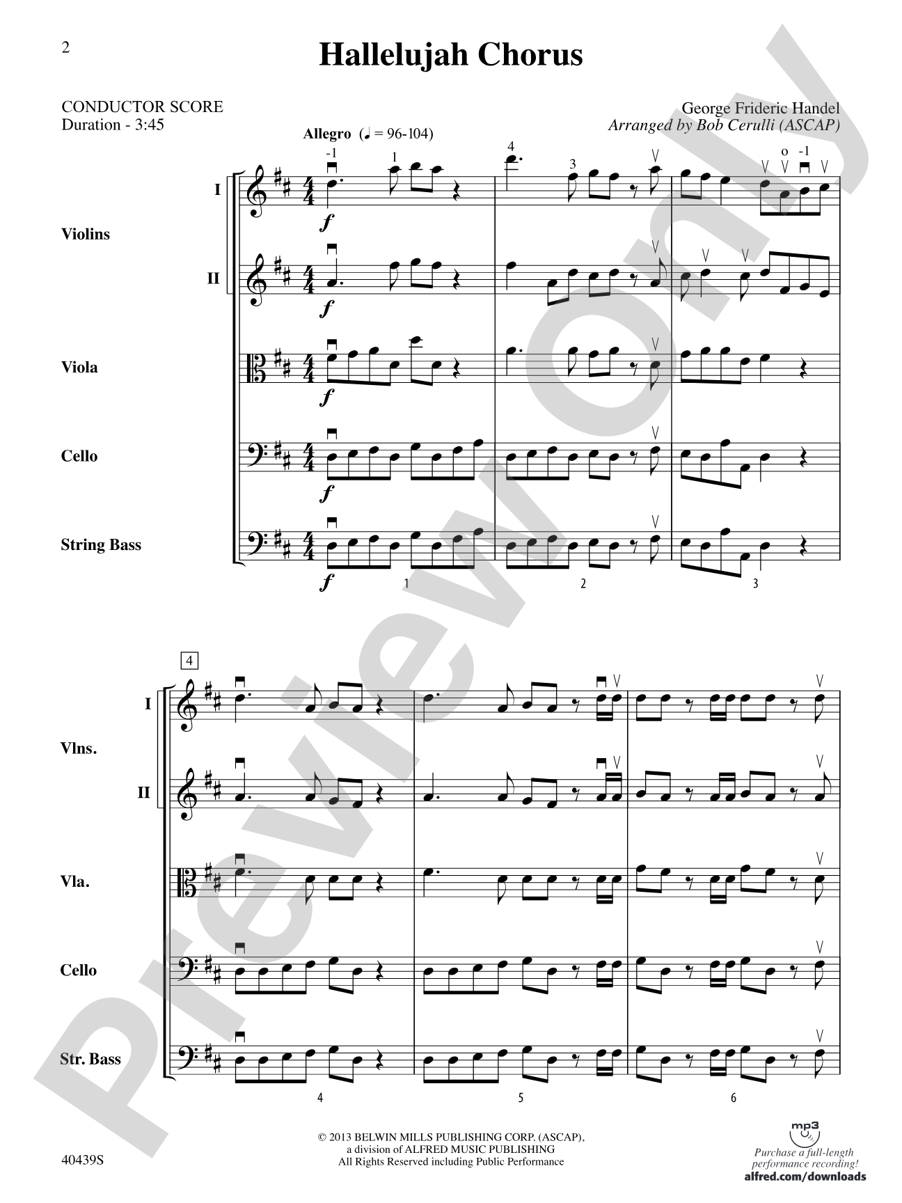 Hallelujah Chorus: String Orchestra Conductor Score & Parts
