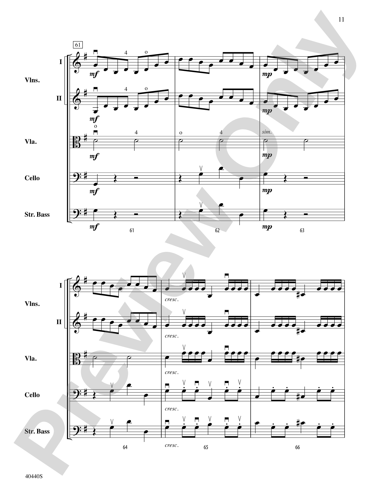 Symphony No. 29, K. 201: String Orchestra Conductor Score & Parts