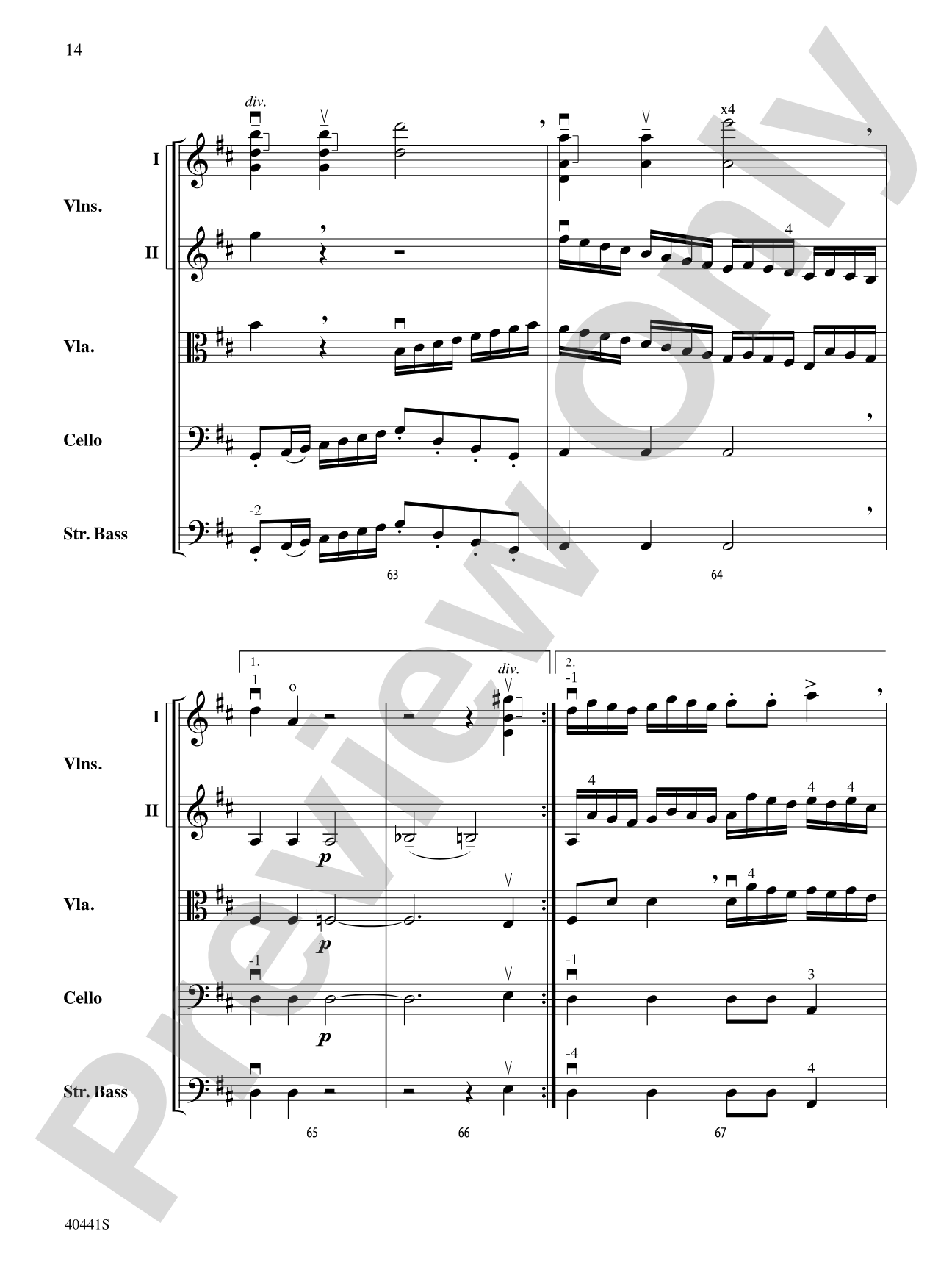 Sinfonia No. 2 in D Major: String Orchestra Conductor Score & Parts