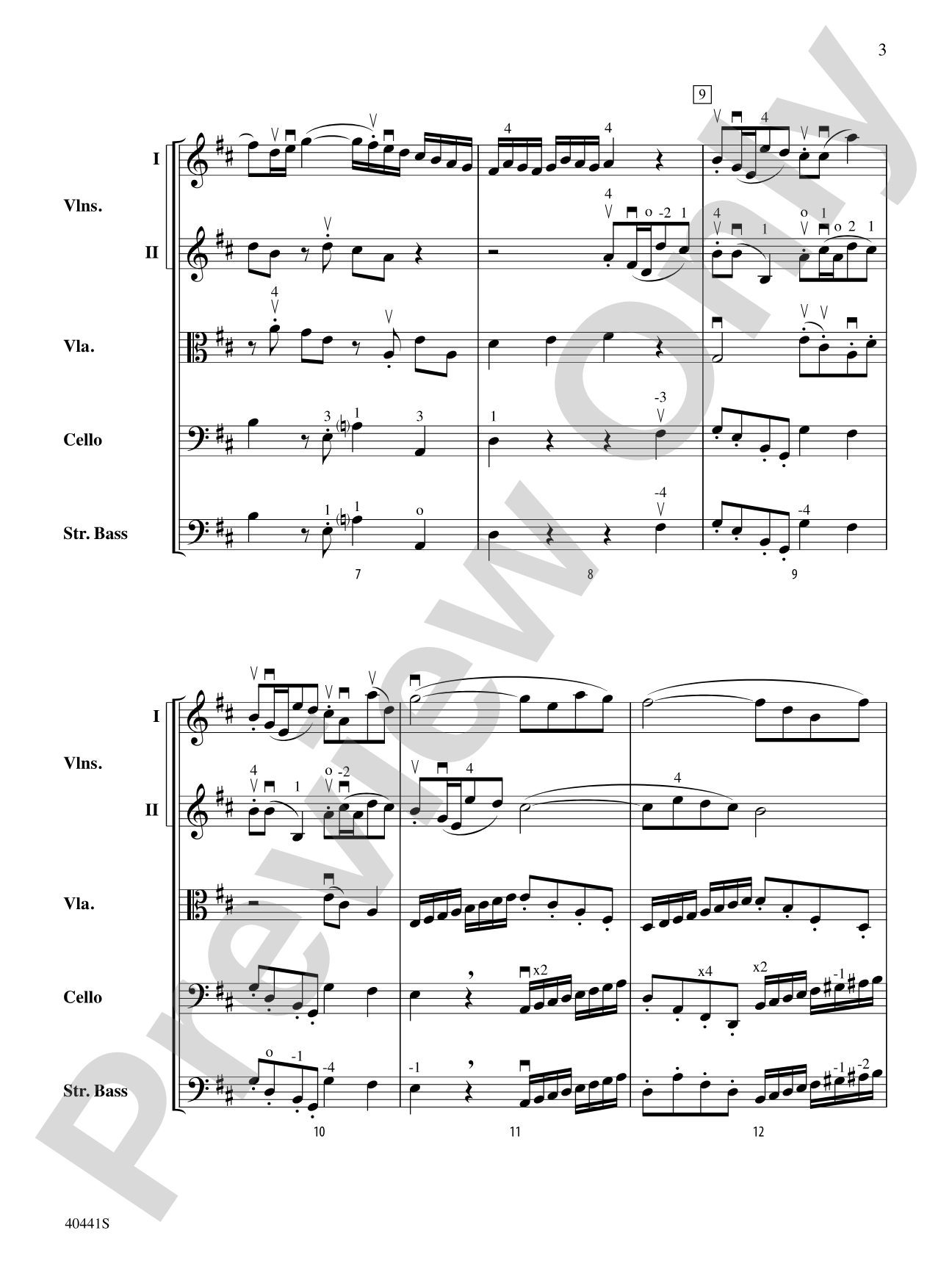 Sinfonia No. 2 in D Major: String Orchestra Conductor Score & Parts